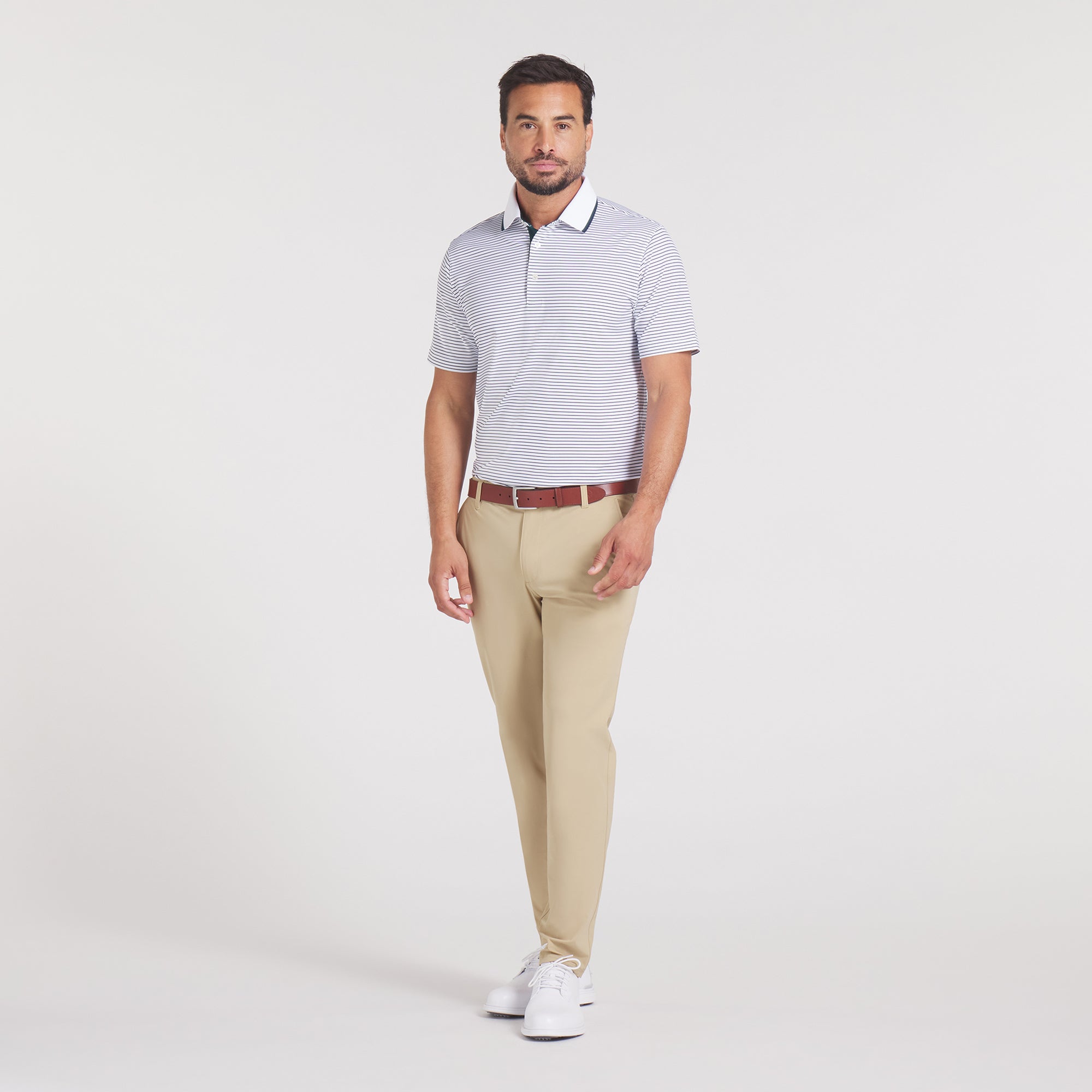 Elevated Stripe Golf Polo Shirt for Men - Breathable & Moisture-Wicking Performance Golf Shirt - Perfect for Golf, Country Club & Casual Wear