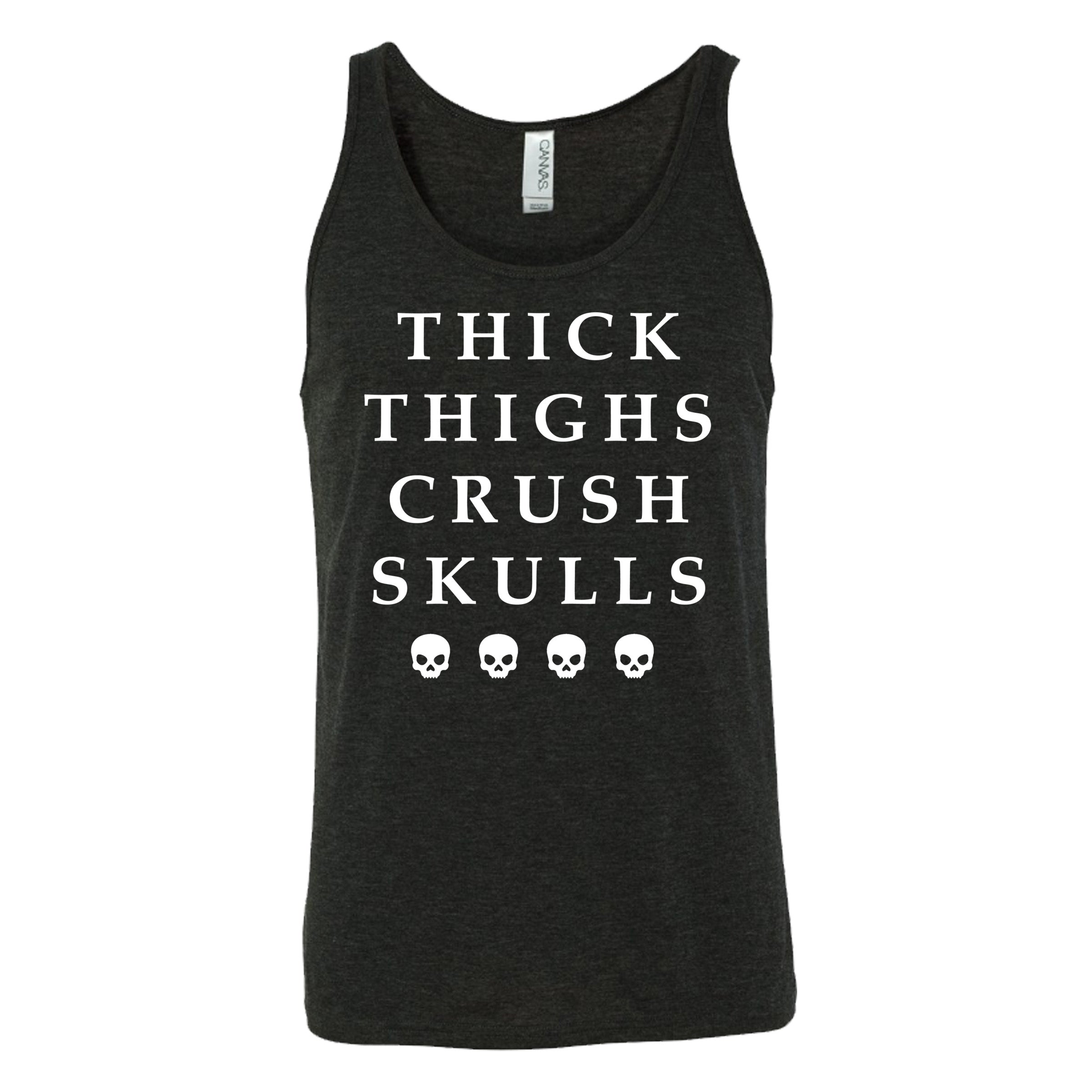 Unisex Thick Thighs Crush Skulls Graphic T-Shirt - Funny Sarcastic Tee for Women & Men - Perfect for Casual Wear, Gifts, and Punk Rock Outfits