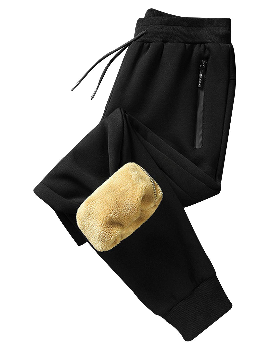 Men's Sherpa Lined Jogger Pants - Fleece Lined Sweatpants for Winter, Casual & Athletic Wear - Perfect for Running, Lounging & Cold Weather Activities