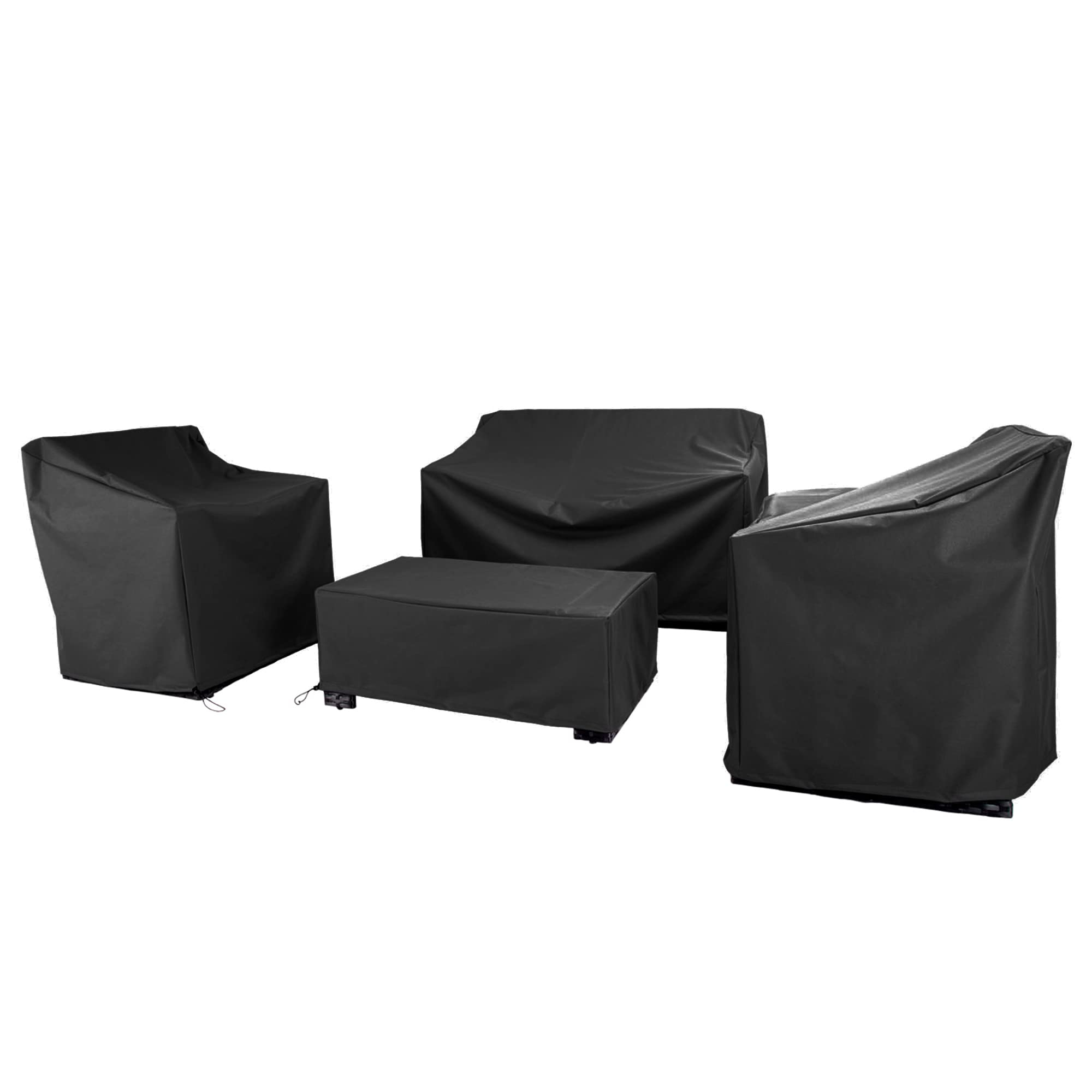 **Waterproof Outdoor Furniture Covers for 4-Piece Patio Conversation Set - Heavy-Duty Black Patio Furniture Protector for Rain, Sun & Snow - Perfect for Backyard, Deck, or Garden Use**