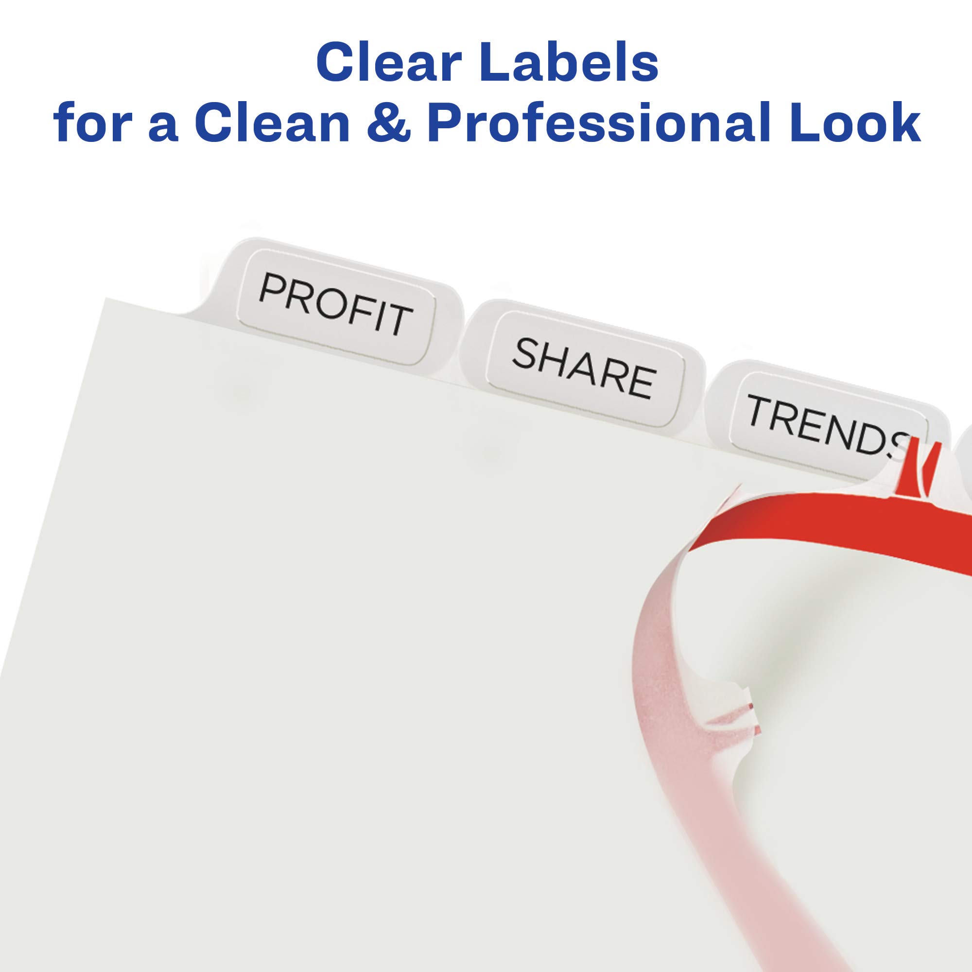 Avery 8-Tab Binder Dividers with Clear Label Strips - White Tabs, 50 Sets (11557) - Perfect for School, Office Organization & Document Filing