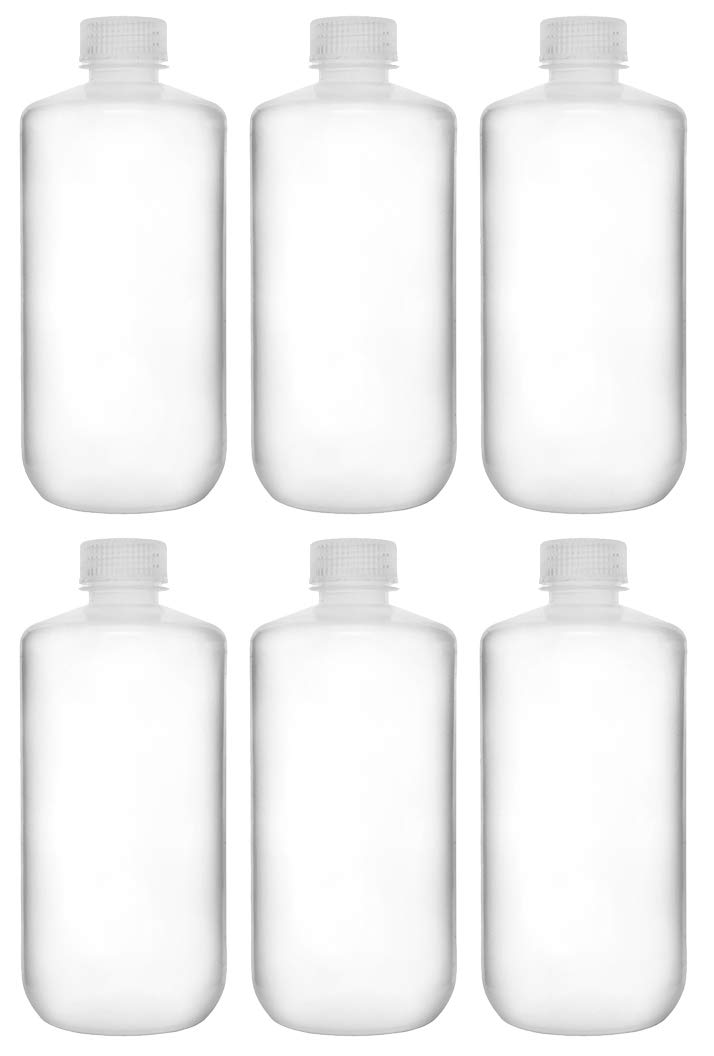 EISCO 6PK 500ml Reagent Bottles - Narrow Mouth Screw Cap Polypropylene Lab Bottles for Chemistry & Science Experiments - Translucent Chemical Storage Solution for Laboratories & Classrooms