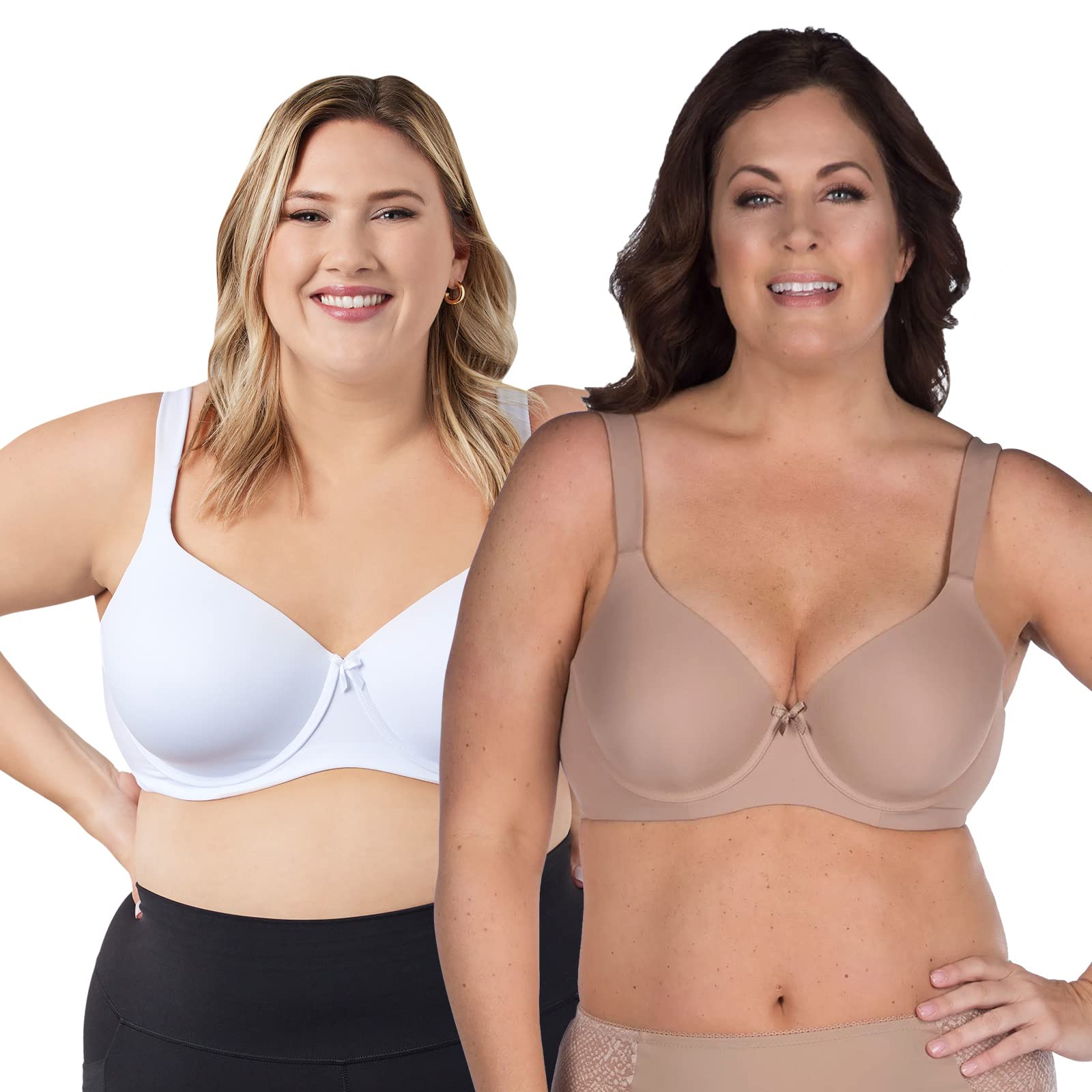 LEADING LADY The Brigitte Classic T-Shirt Underwire Bra - Comfortable Padded Bras for Women with Full Coverage - Plus Size Wireless T-Shirt Bra for Everyday Wear & Workout Support