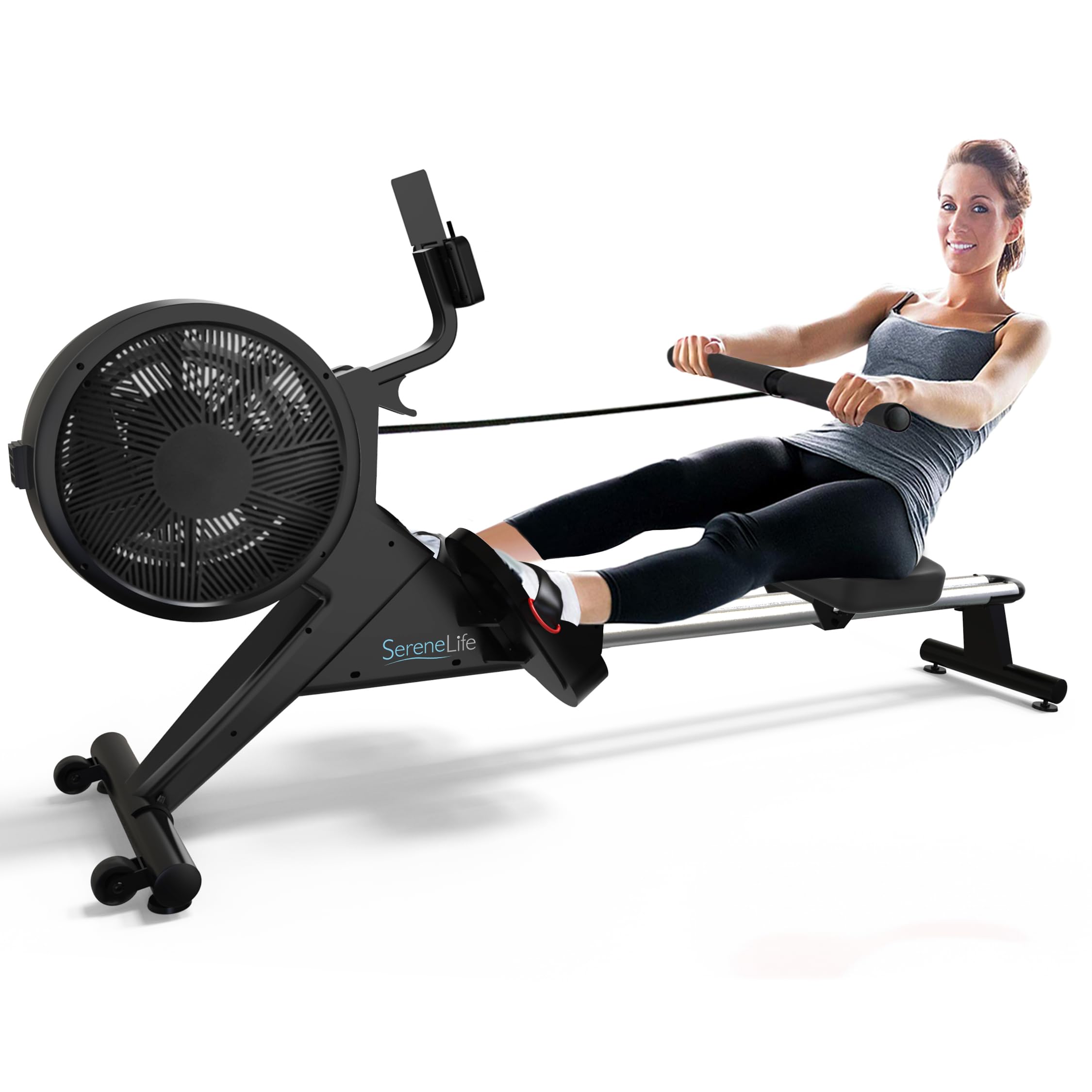 SereneLife Smart Rowing Machine with Magnetic Resistance - 16 Adjustable Levels, Bluetooth Fitness App for Home Workouts | Compact Home Gym Equipment for Cardio & Strength Training (Perfect for Small Spaces & Apartment Fitness)