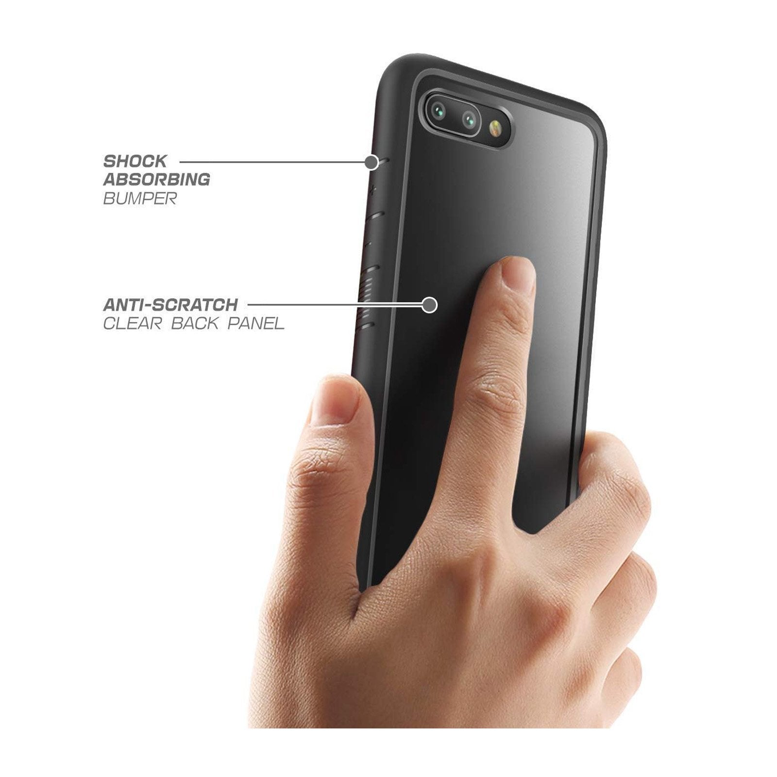 Huawei Honor 10 Unicorn Beetle Style Clear Protective Phone Case with Shockproof TPU Bumper - Slim Fit Black Cover for Daily Use, Work & Outdoor Activities