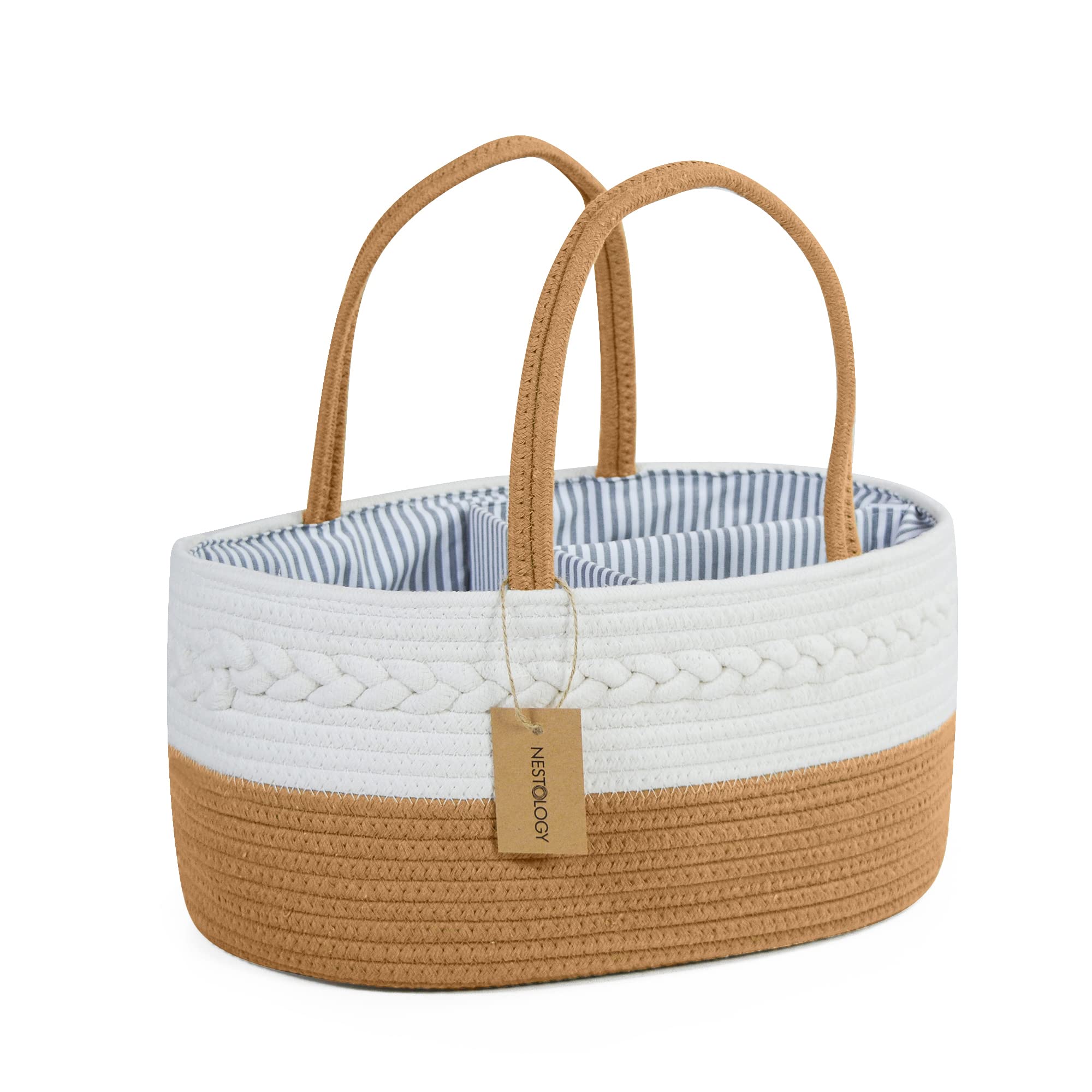 Organic Cotton Baby Diaper Caddy Organizer - Portable Diaper Storage Basket for Nursery, Baby Registry Must Haves - Perfect for Diaper Changing, Baby Essentials Organization & Nursery Decor