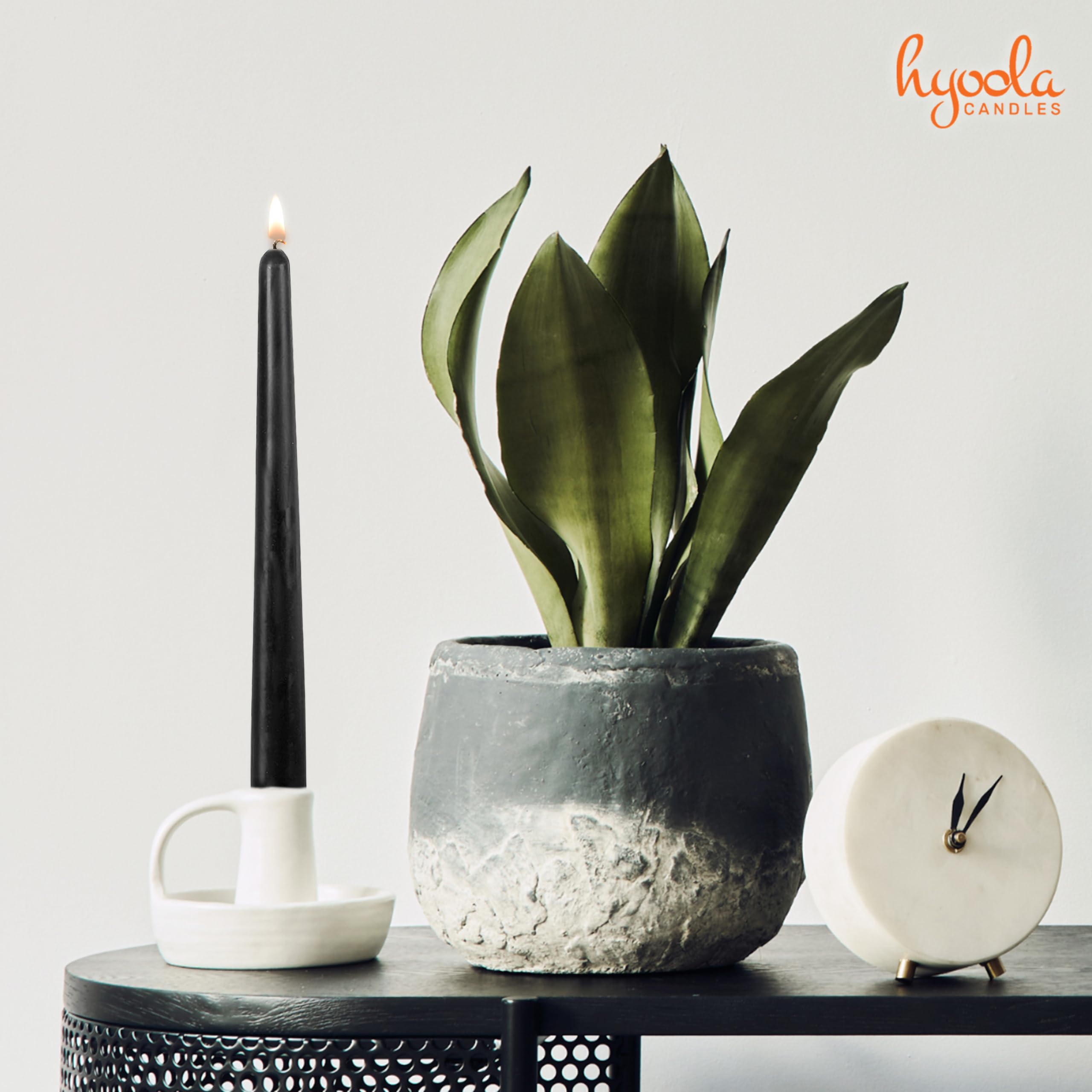 Hyoola 12 Inch Black Unscented Dripless Taper Candles Bulk Pack of 96 - Long-Lasting 10 Hour Burn Time - Perfect for Weddings, Dinner Parties, and Home Decor