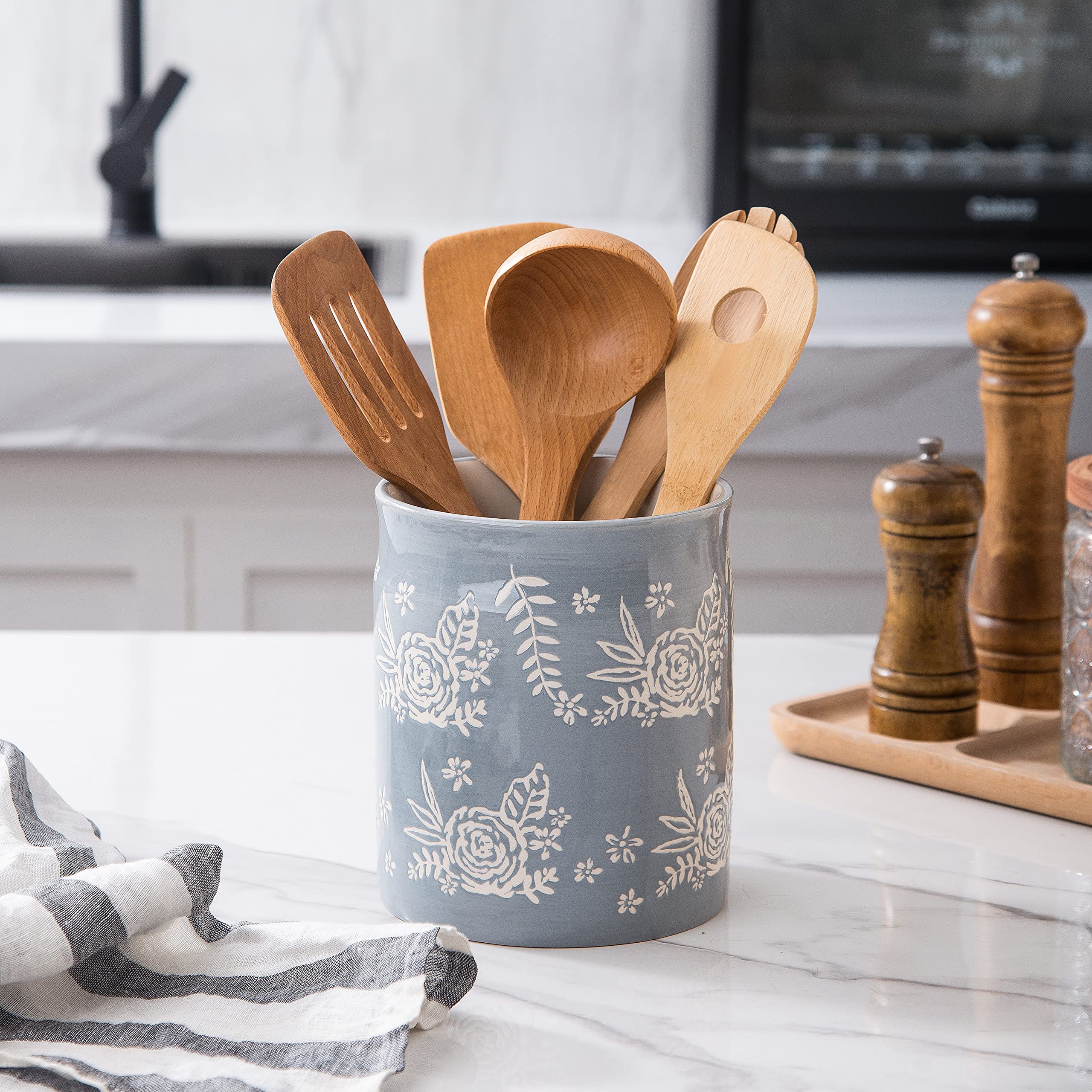 Wisenvoy Kitchen Utensil Holder - Countertop Organizer for Cooking Utensils, Spoons & Spatulas - Perfect for Kitchen Counter, Stove or Dining Table Storage