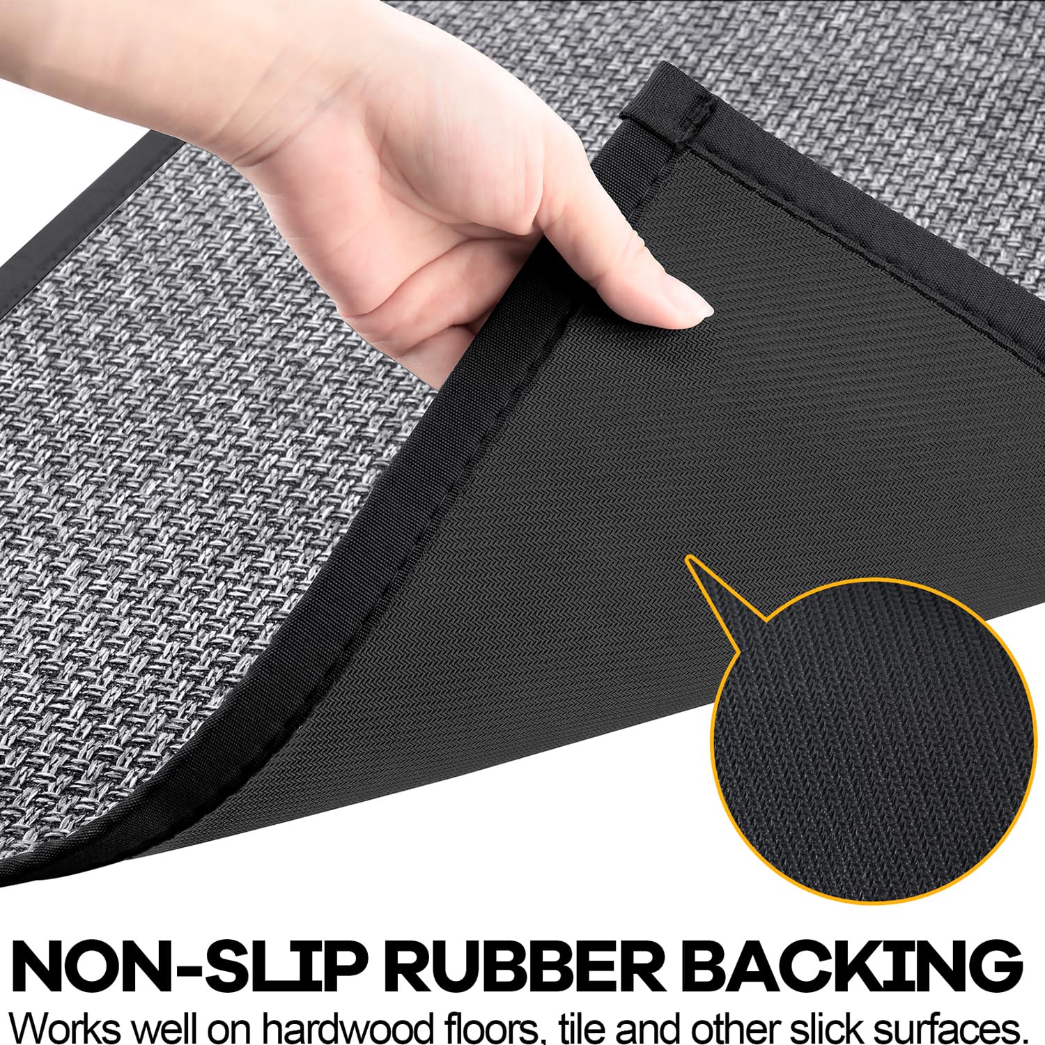 Non-Slip Kitchen Rug - Washable Rubber Absorbent Runner Mat for Sink, Laundry & Entryway - Anti-Fatigue Floor Mat for Standing Comfort (Black, 36x24 Inches) - Perfect for Kitchens, Bathrooms & High-Traffic Areas