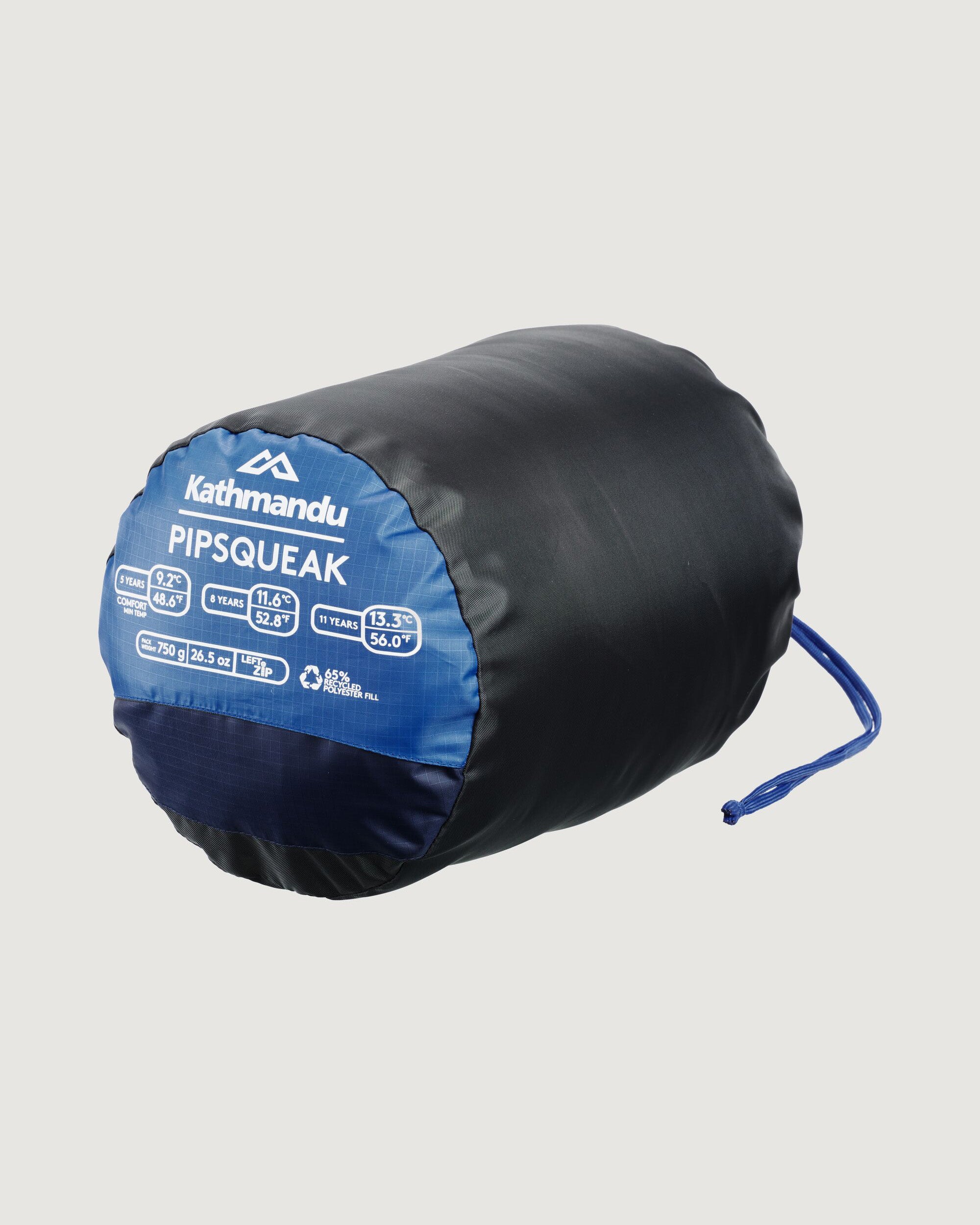 Kids' Pipsqueak Sleeping Bag - Lightweight & Portable for Camping, Sleepovers, Travel - Azure/Dark Blue - Perfect for Indoor & Outdoor Adventures