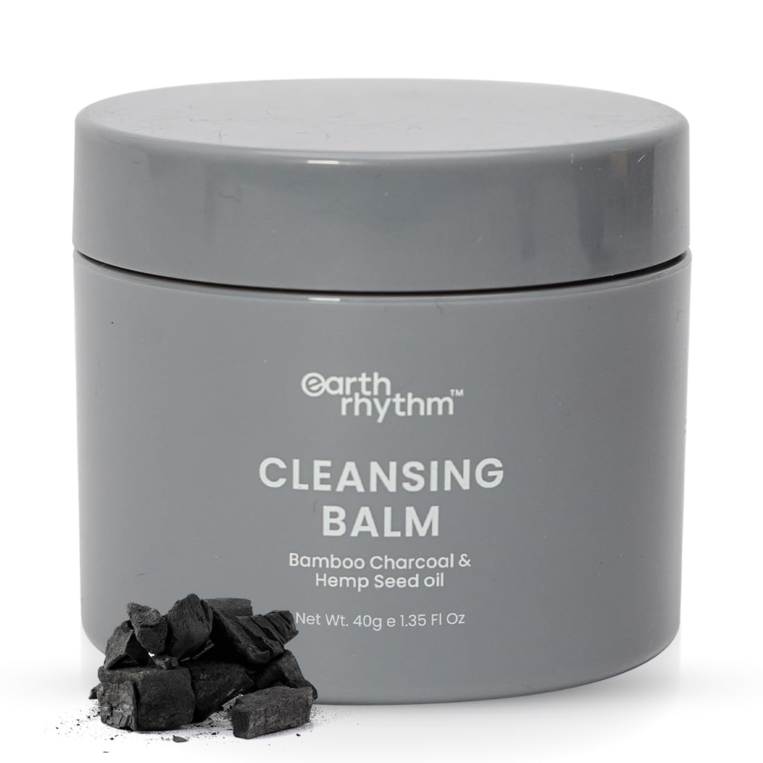 Earth Rhythm Deep Pore Charcoal Cleansing Balm - Detoxifying Makeup Remover & Oil Control Face Cleanser for All Skin Types | Men & Women | 40g | Perfect for Daily Skincare & Deep Cleansing Routine