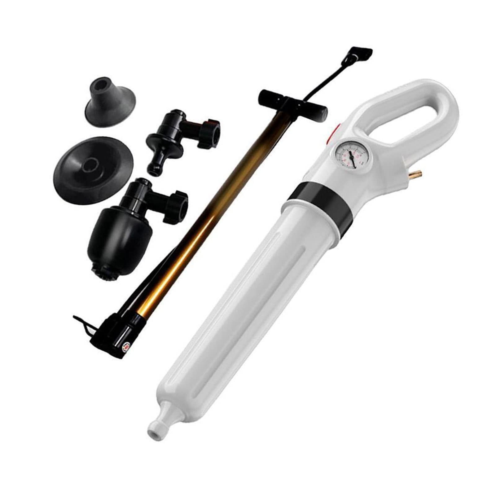 FHYTGBS High Pressure Drain Cleaner Pump - 1 Set White Air Drain Unclogger for Toilet, Sink, Bathtub - Ideal for Home, RV & Plumbing Maintenance