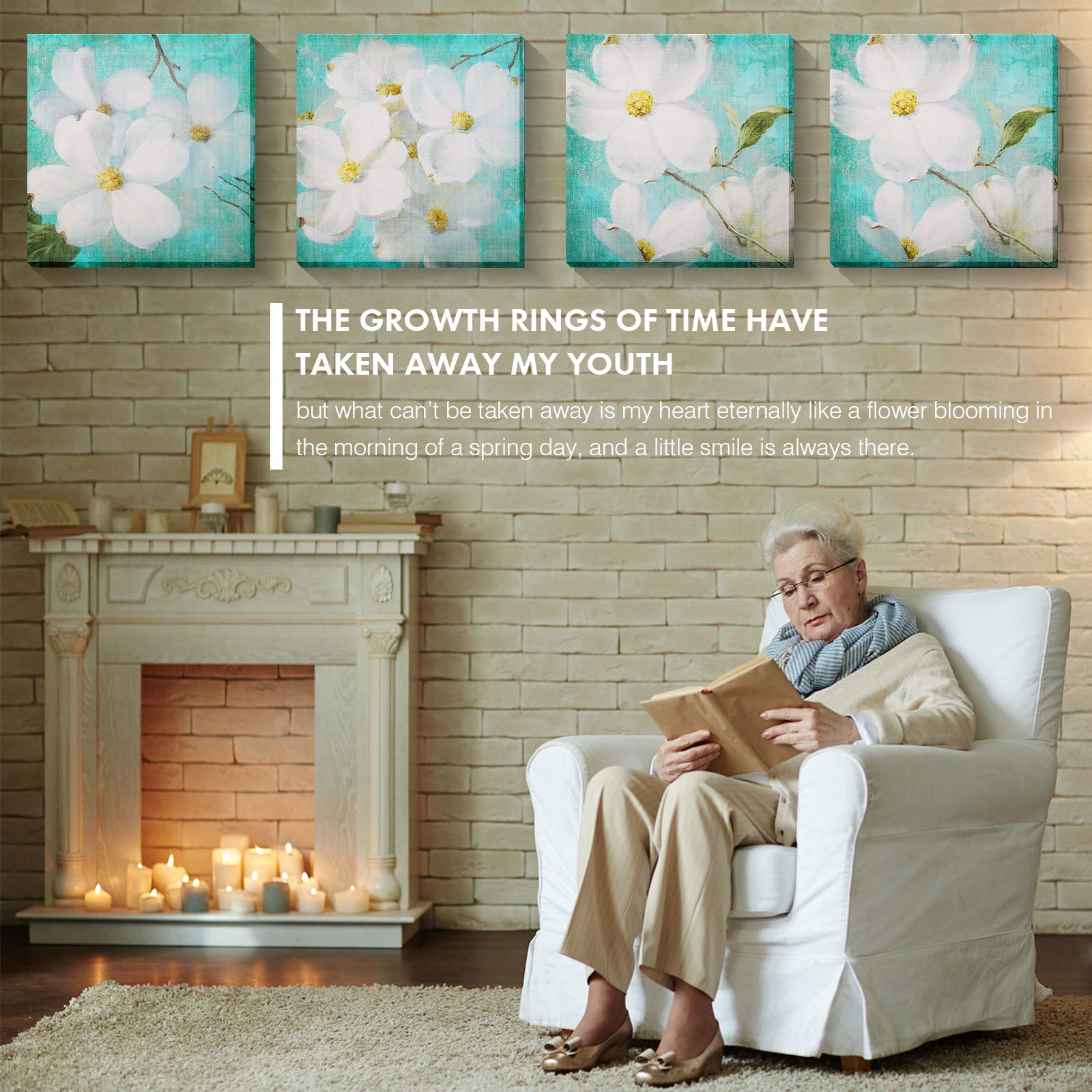 Teal Wall Art Set - Orchid Paintings for Bathroom & Bedroom Decor