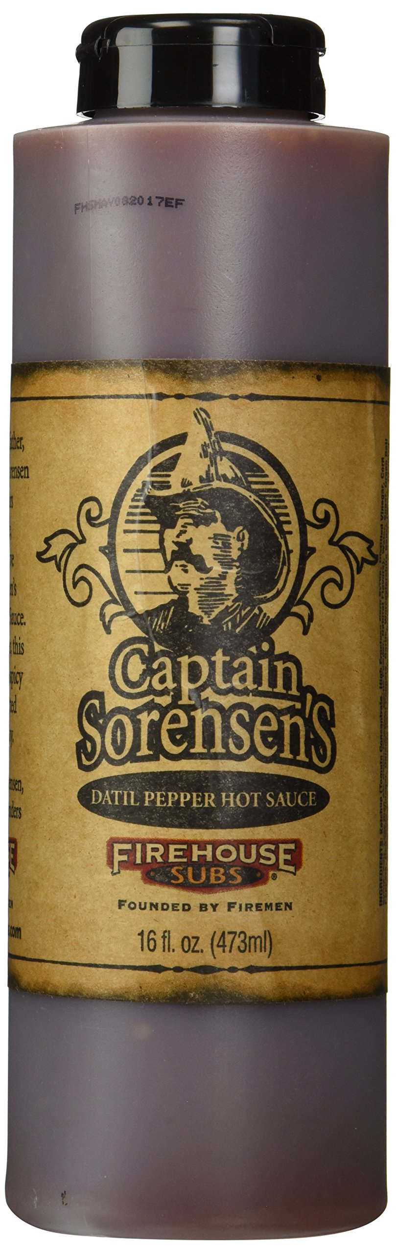 Captain Sorensen's Datil Pepper Hot Sauce - 16oz (473ml) Spicy & Flavorful Gourmet Hot Sauce by Firehouse Subs - Perfect for Wings, Tacos, Burgers & BBQ