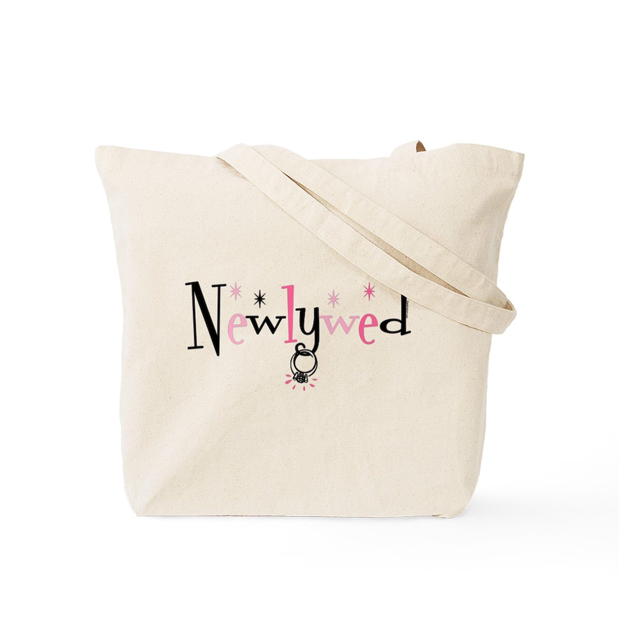 Newlywed Ring Tote Bag - Natural Canvas Reusable Shopping Bag for Couples | Perfect for Wedding Gifts, Bridal Showers & Grocery Shopping