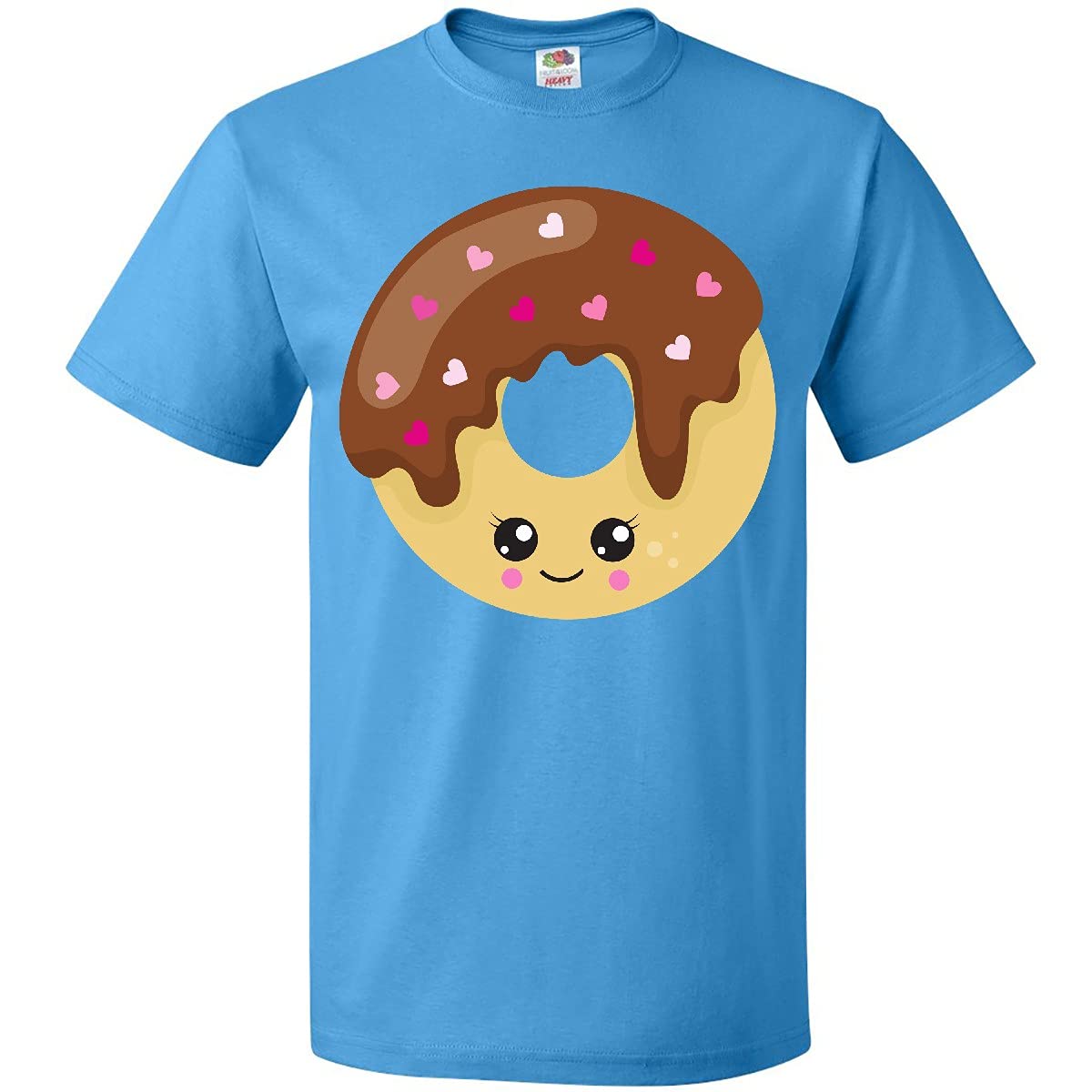 Inktastic Kawaii Donut Chocolate Doughnut Hearts Graphic T-Shirt - Cute Foodie Apparel for Donut Lovers, Valentine's Day & Casual Wear