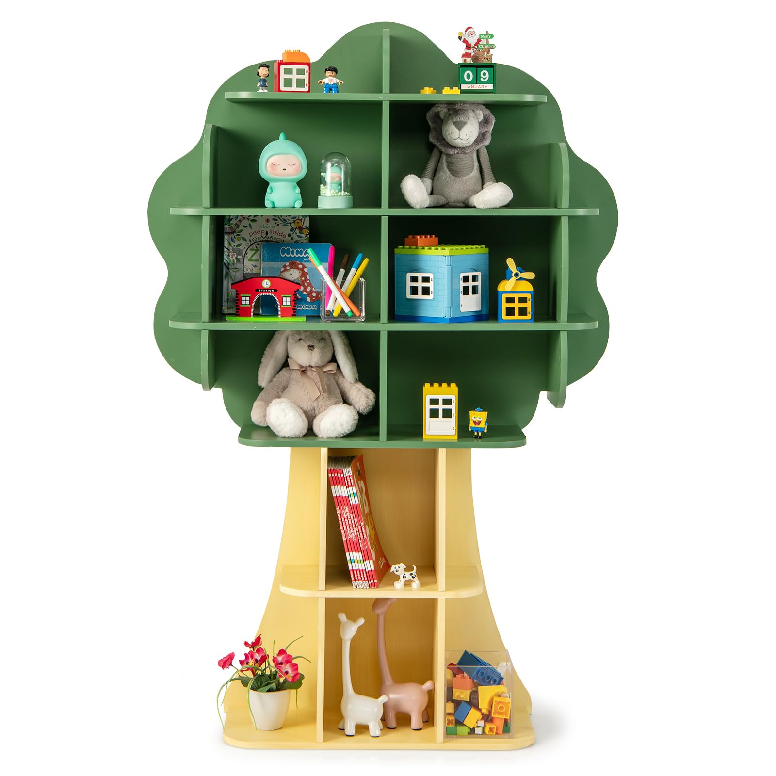 Costzon 6-Tier Wooden Kids Bookshelf - Montessori Toy & Book Storage Organizer for Toddlers, Children's Bookcase for Nursery, Playroom & Bedroom - Perfect for Organizing Toys, Books & Learning Materials