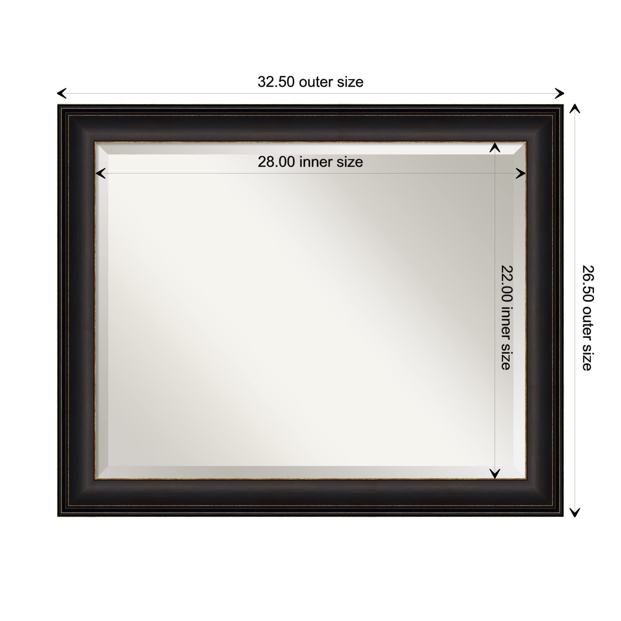 Amanti Art Bronze Wall Mirror 27x33 Inch Trio Set - Oil Rubbed Bronze Rectangle Bathroom & Living Room Mirror - Large Traditional Frame with Beveled Edge - Hangs Horizontally or Vertically - Perfect for Wall Decor, Bathroom Vanity & Entryway Elegance