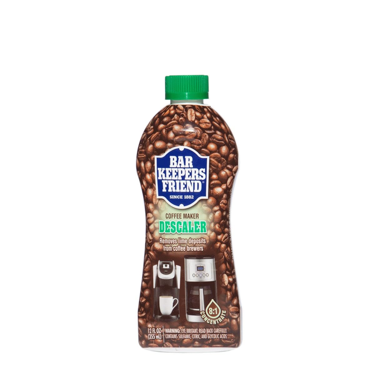Bar Keepers Friend Coffee Maker Descaler (12 oz) - Removes Mineral Deposits & Limescale from Espresso, Drip & Single-Serve Coffee Machines - Perfect for Keurig, Nespresso & Automatic Coffee Makers - Keep Your Coffee Tasting Fresh & Extend Appliance Life