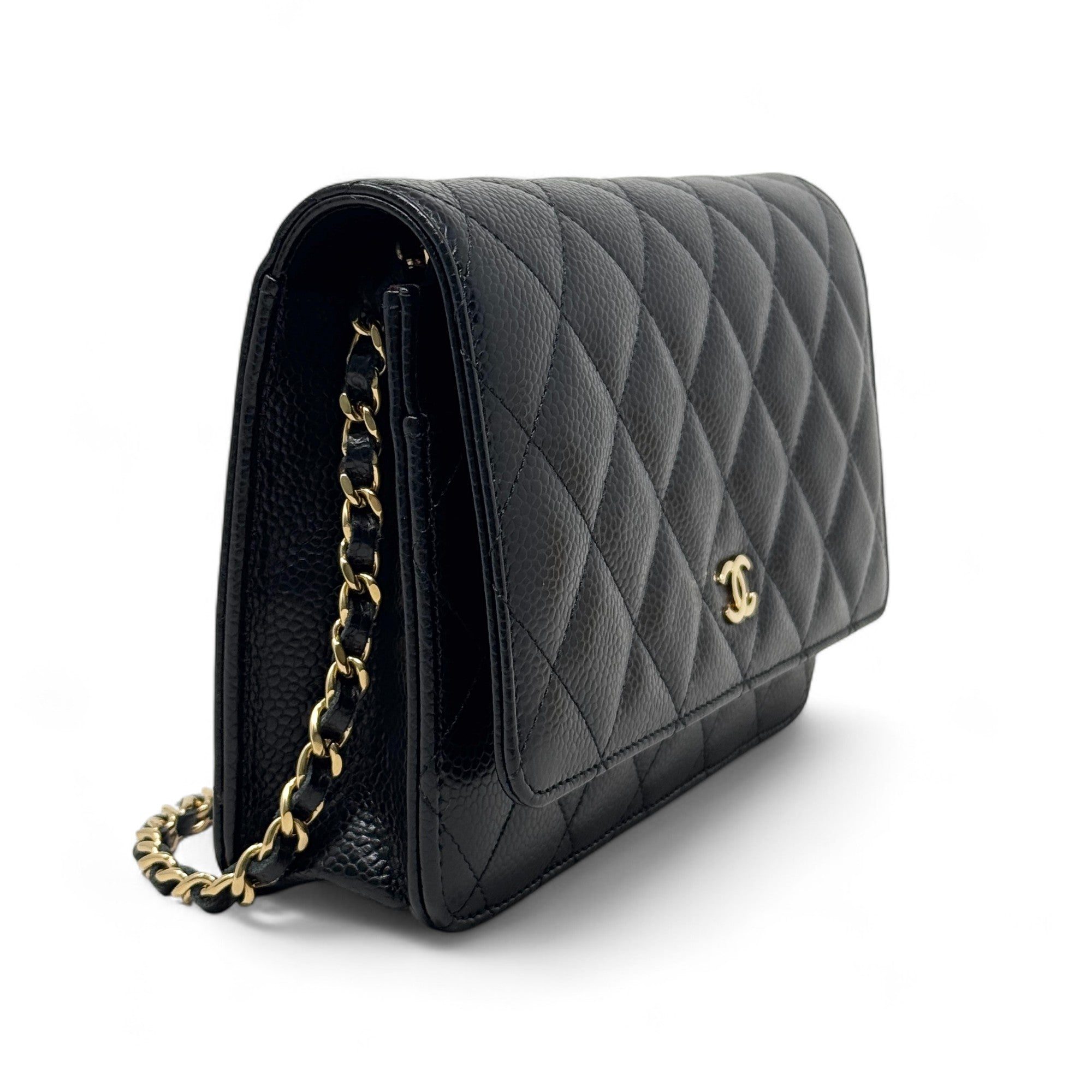 Chanel Black Quilted Caviar Leather Wallet On Chain Crossbody Bag - Perfect for Evening Out & Daily Use