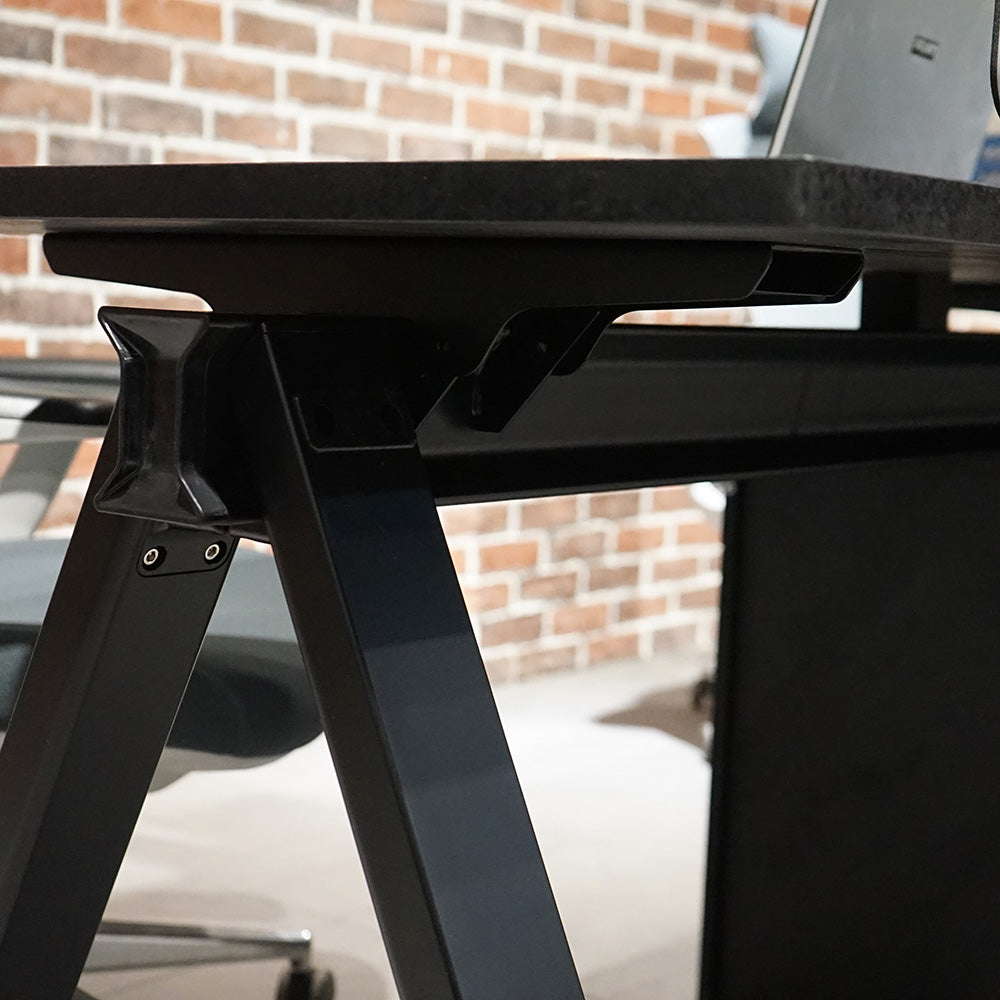 DOLAN 2-Seater Workstation Desk 2.8m Black Concrete - Modern Office Furniture for Home & Workspace, Perfect for Shared Desks in Small Offices or Study Rooms