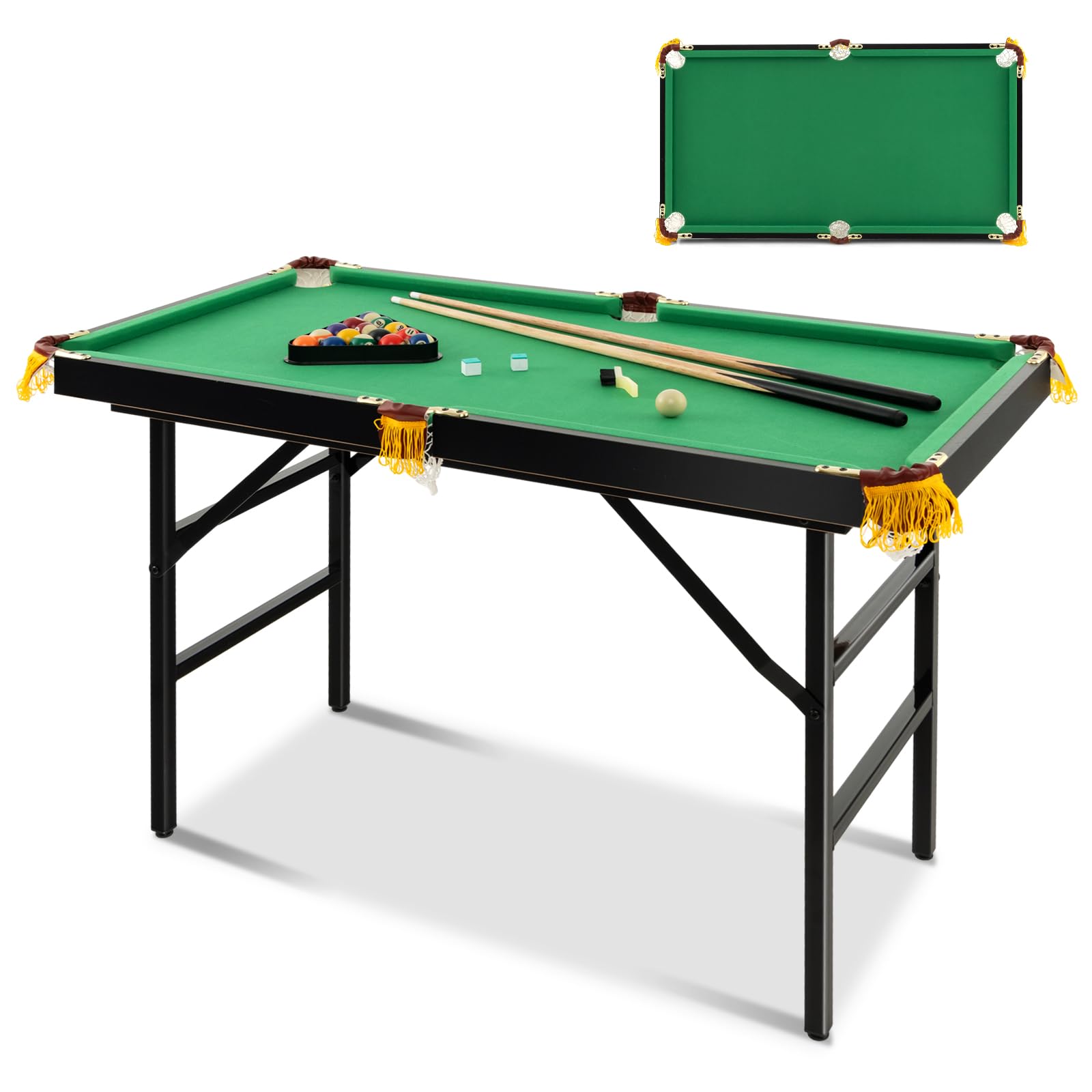 Premium Folding Billiard Table - Engineered Wood Snooker Pool Table for Home & Game Room - Compact Space-Saving Design for Indoor Entertainment