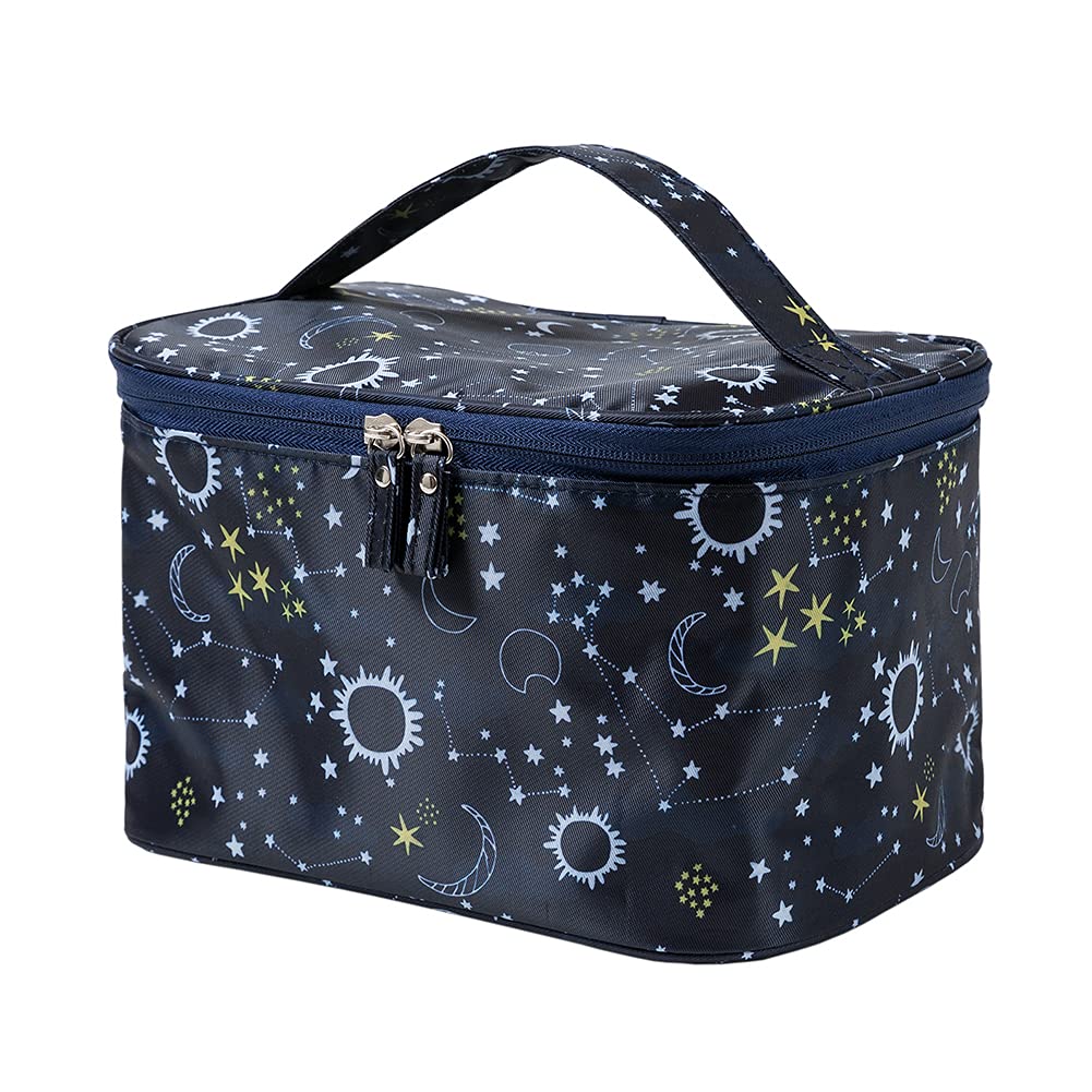 HOYOFO Waterproof Makeup Bag for Women Travel - Large Cosmetic Organizer Case with Starry Sky Design - Perfect for Travel, Gym, and Daily Use