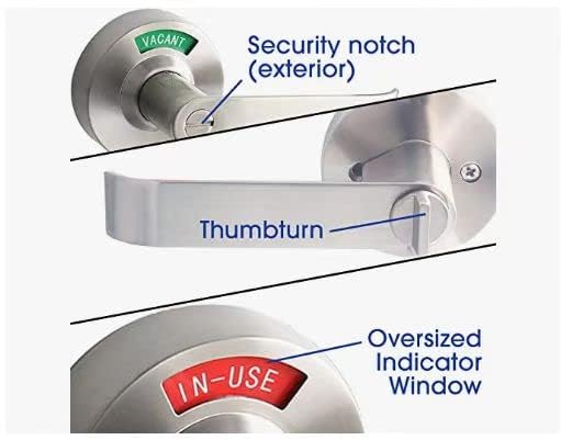 ANSI Grade 2 Commercial Bathroom Privacy Lever Lock - Extra Large MuteX Lock with Vacant/In Use Indicator for Restrooms - Durable Office Building Solution for Men & Women Restrooms | Ideal for Commercial Spaces, Public Restrooms & Professional Workplaces