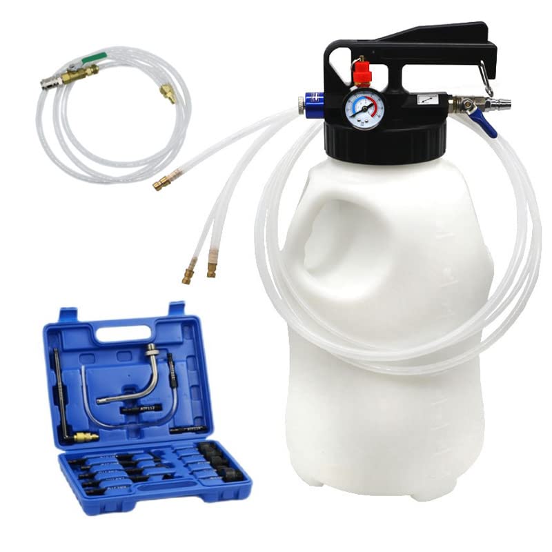 10L Pneumatic Transmission Fluid Pump Kit - Portable ATF Extractor & Dispenser with 15pc Adapters for Gearbox Oil Transfer - Ideal for Auto Shops, DIY Car Maintenance & Quick Fluid Refills