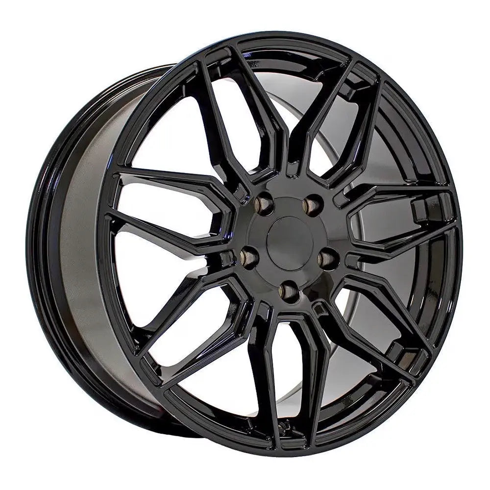 19x8.5 Inch Black CV03D Replica Wheels for Chevy Corvette C5 C6 C7 - Durable Alloy Rims Replacement for Performance Driving & Car Upgrades