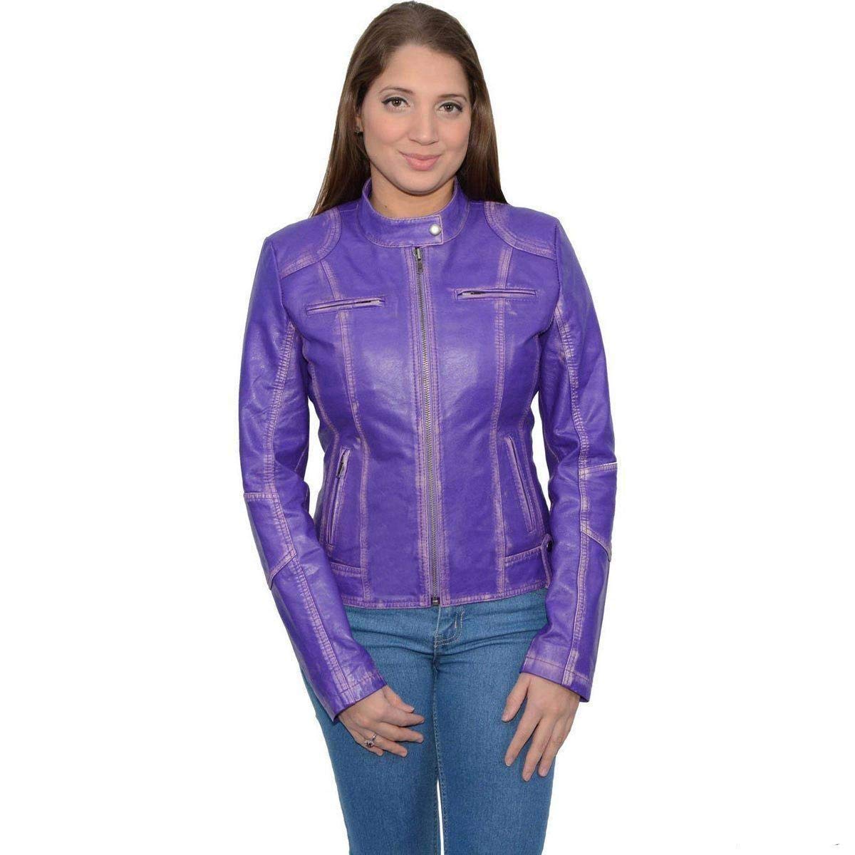 Milwaukee Leather SFL2830 Women's Aqua Scuba Style Sheepskin Fashion Jacket - Stylish Leather Coat for Casual Outings, Nightlife & Fall Fashion