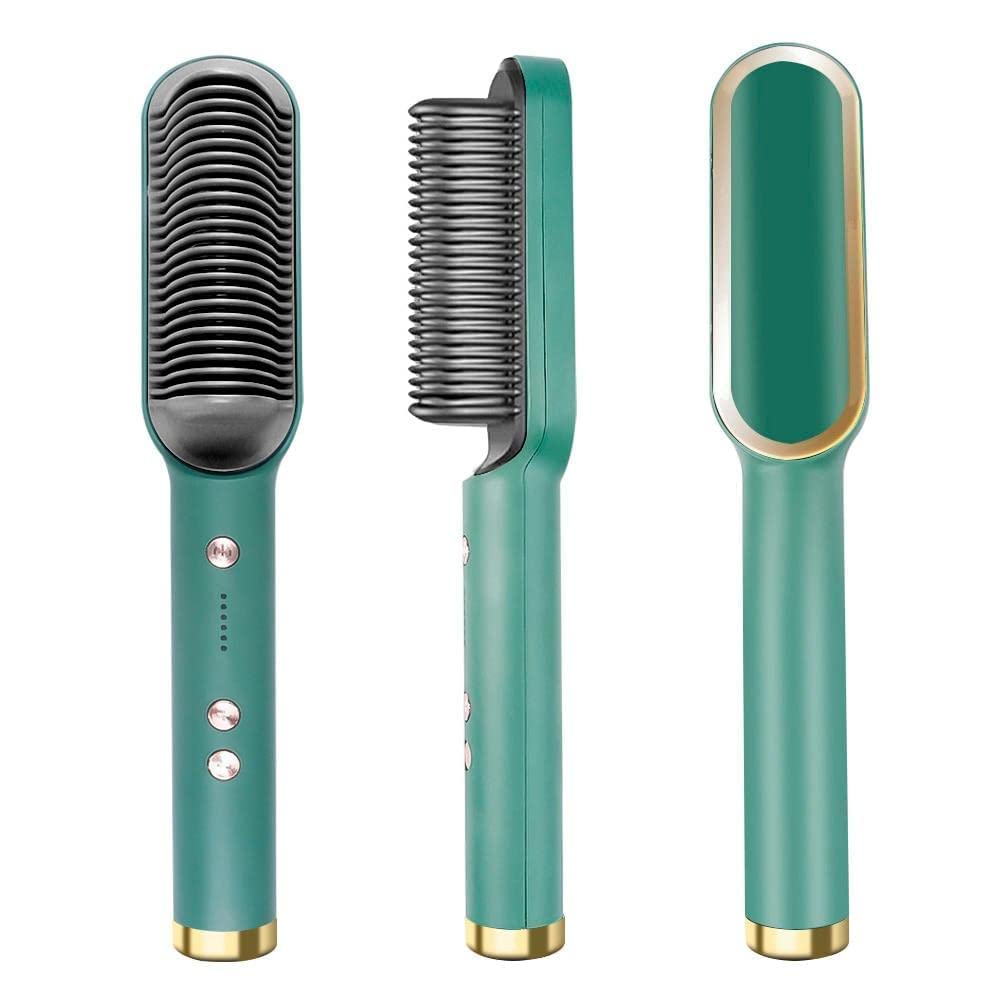 Gomore Electric Hair Straightener Comb Brush for Men, Women & Girls - 5 Temperature Settings for Straightening & Smoothing Hair - Multi-Color Styling Tool for Home, Travel & Salon Use