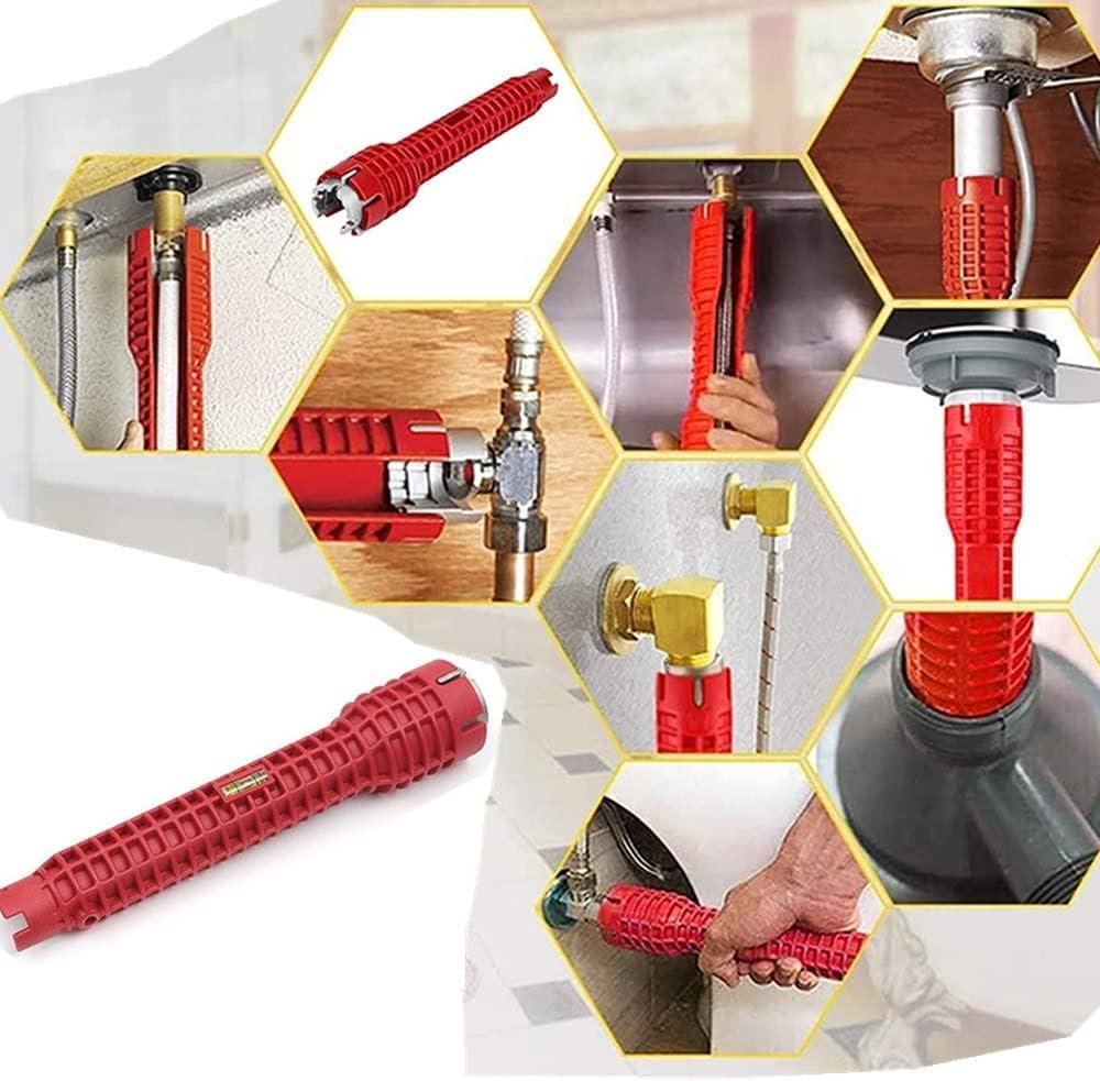 14-in-1 Multi-Functional Pipe Wrench Set - Faucet & Sink Installer Tool with Anti-Slip Grip - Perfect for Bathroom, Kitchen & Sink Plumbing Repairs & Installations - DIY Home Improvement & Professional Use