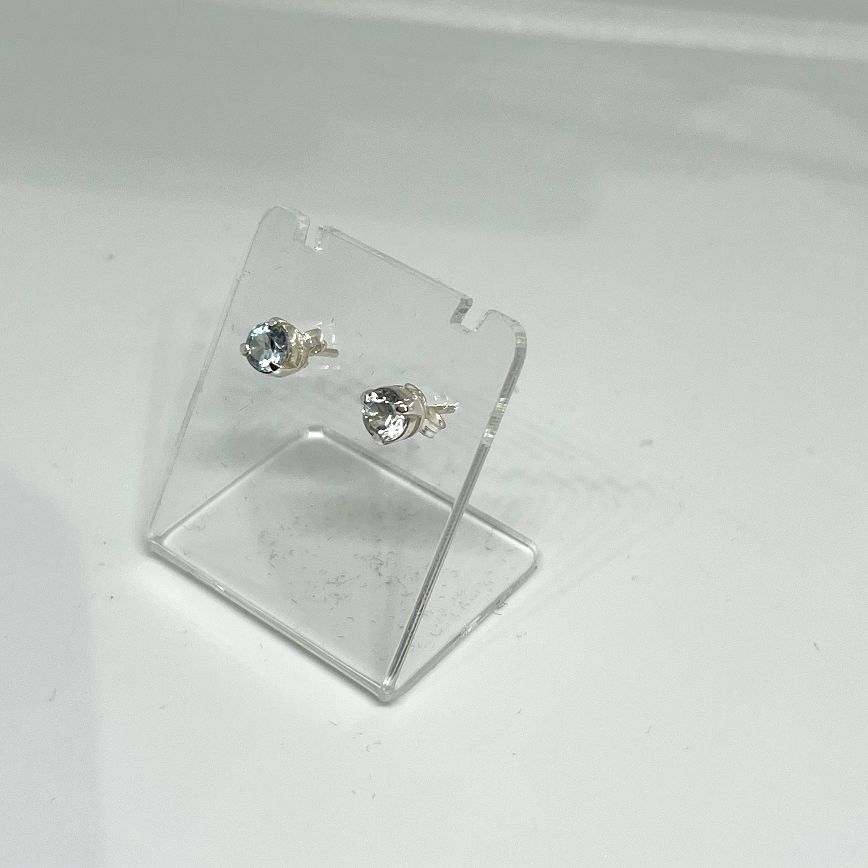 5mm Round Faceted Gemstone Stud Earrings - 3 Claw Set for Women, Elegant & Durable Jewelry Gift for Daily Wear, Parties & Special Occasions