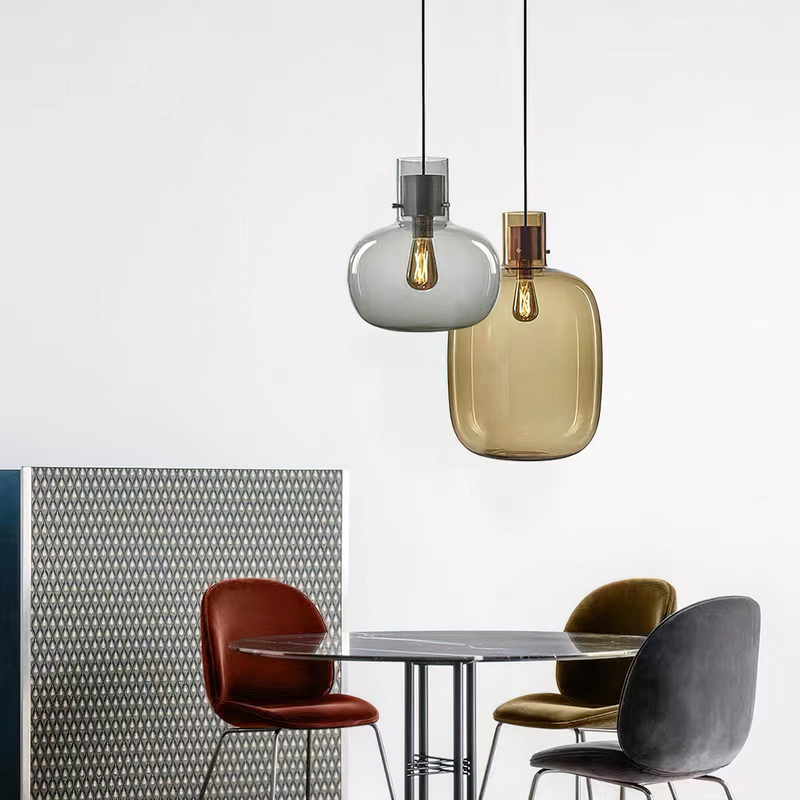 Cambre Glass Pendant Light - Modern Hanging Fixture for Kitchen Island, Dining Room & Bedroom Lighting - Dimmable LED Chandelier with Clear Glass Shade