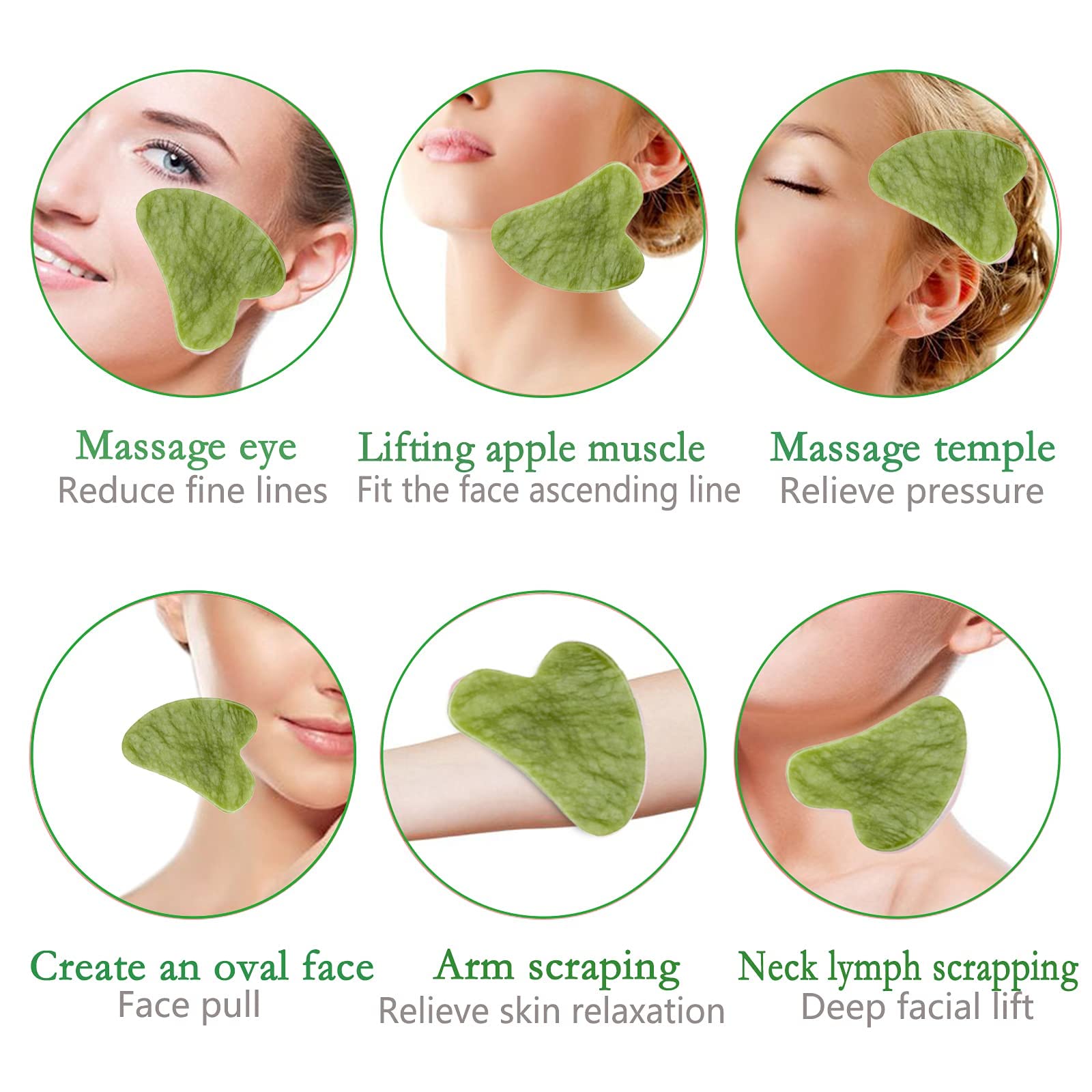 Natural Jade Roller & Gua Sha Kit - Face Massager for Skin Care, Anti-Aging & Relaxation | Portable Facial Tools for Glowing Skin | Perfect for Home Spa & Self-Care Routine (XIUYU Green)