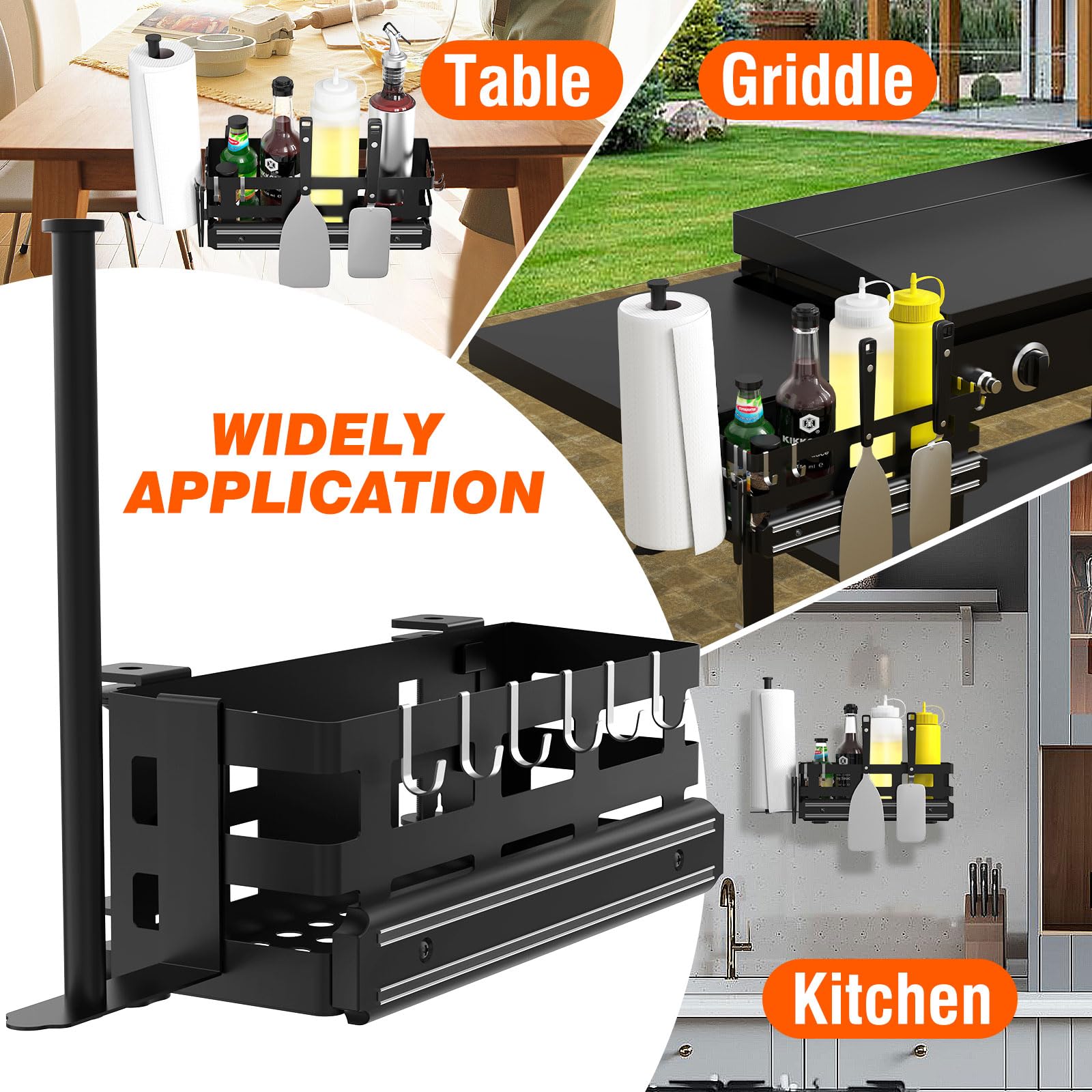 Blackstone Griddle Caddy - Magnetic Tool Organizer & Paper Towel Holder for Blackstone Griddles | Space Saving No Drill Accessories | Perfect for Outdoor Cooking, BBQs & Camping
