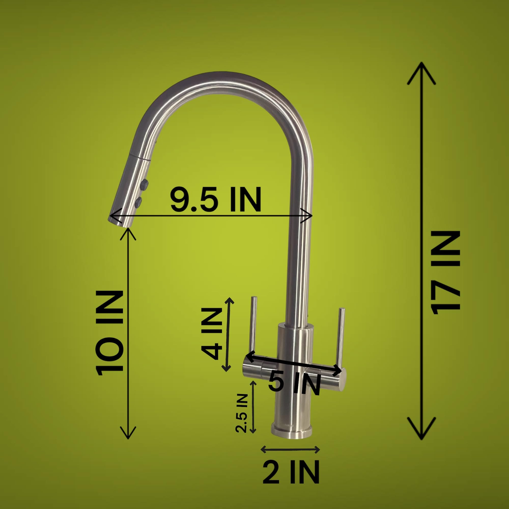 Brushed Nickel Kitchen Faucet with Pull Down Sprayer - 2 Handle High Arc Kitchen Sink Faucet for Modern Home & Restaurant Use