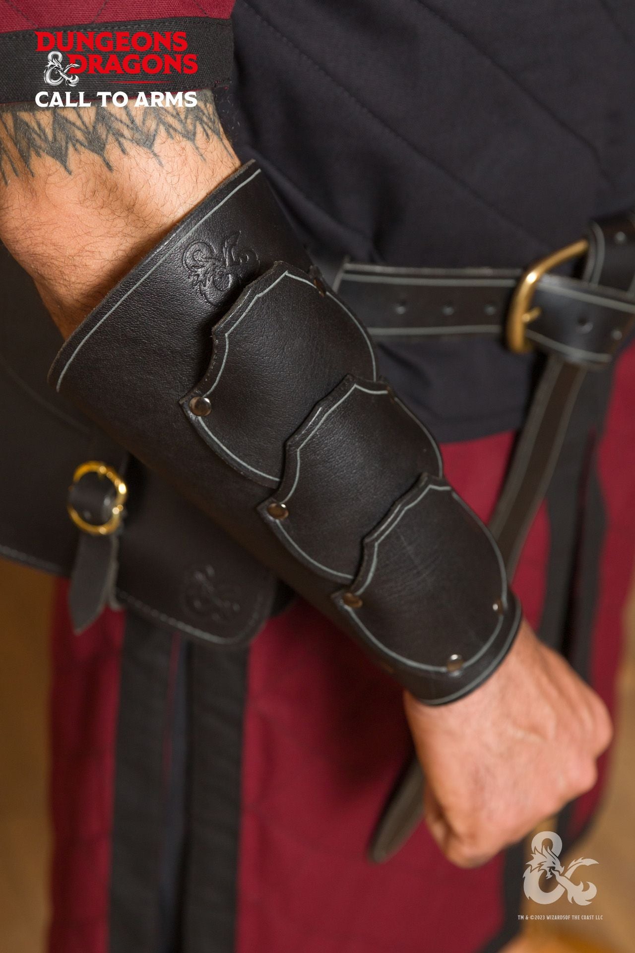 Dungeons & Dragons Fighter Leather Bracers - Black Medieval Armor for LARP, Cosplay & Tabletop RPG Gaming
