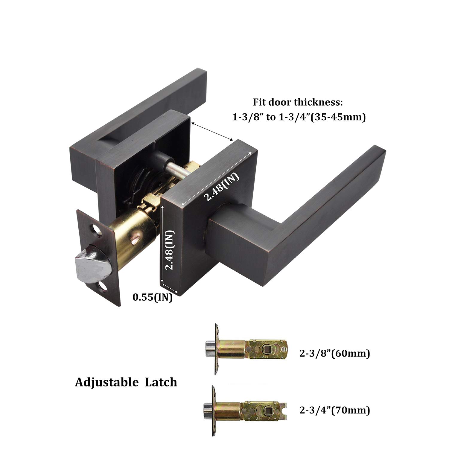 Heavy Duty Bronze Lever Handle Lock - Oil Rubbed Bronze Finish for Hall, Closet & Passage Doors | Durable Door Hardware for Home & Office Security