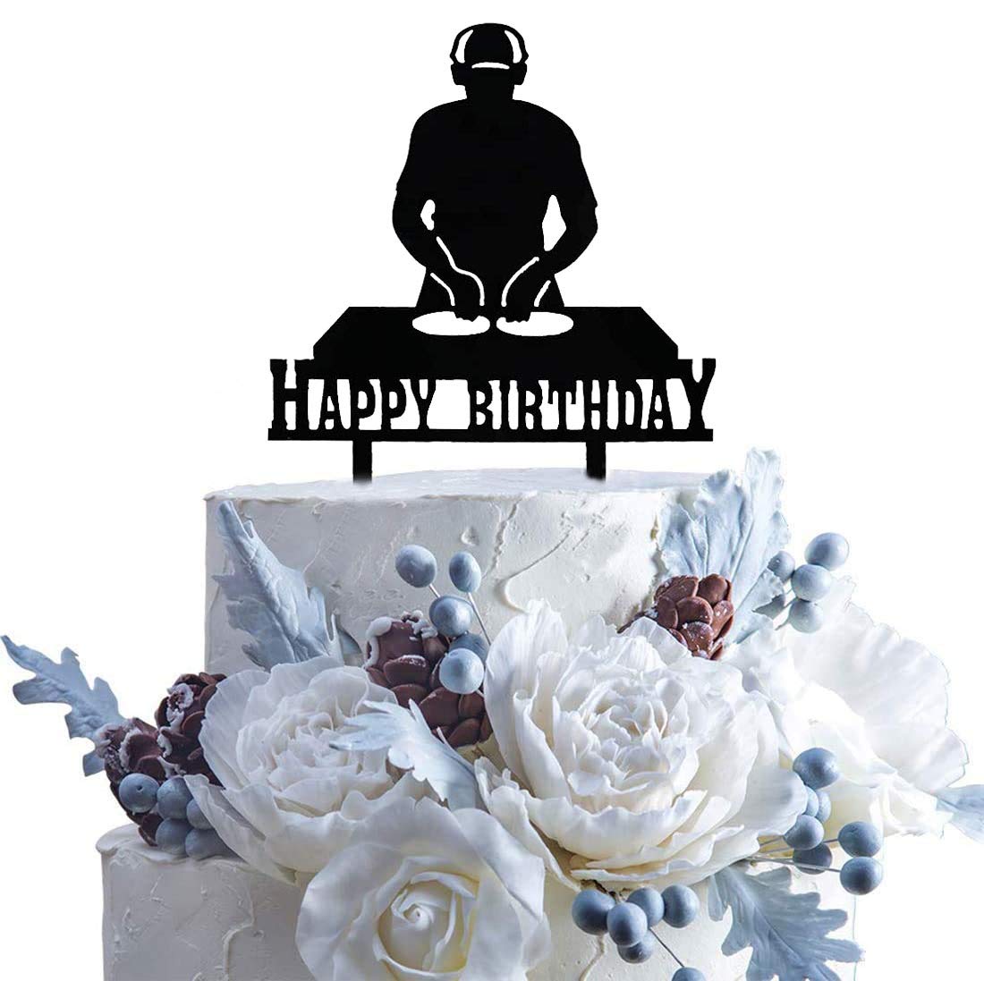 Disco Theme Happy Birthday Cake Topper - DJ Party Decorations for Birthday Celebrations, Weddings & Special Events