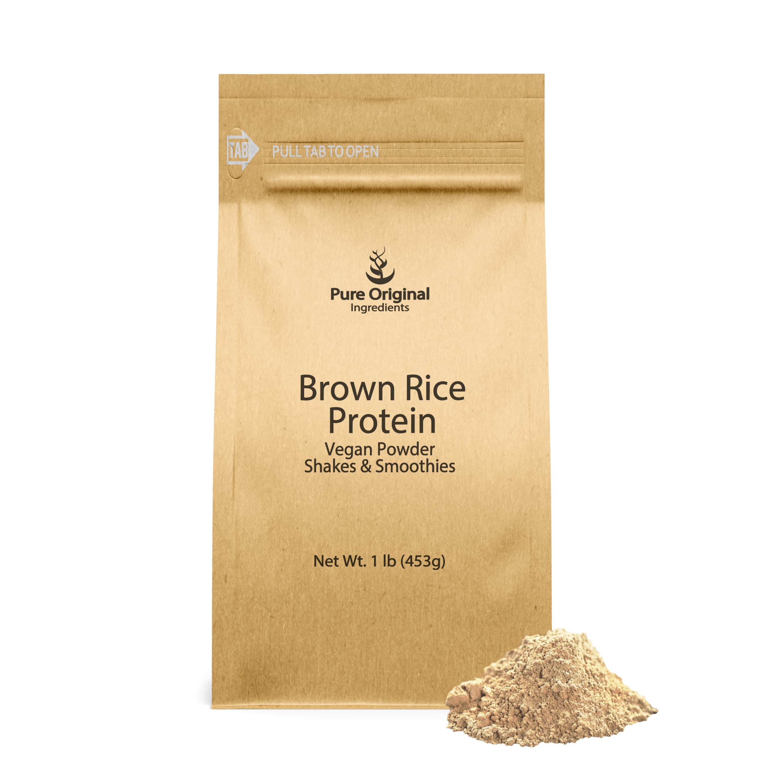 PURE ORIGINAL INGREDIENTS Organic Brown Rice Protein Powder (1 lb) - Vegan, Gluten Free, Non-GMO, Sprouted Brown Rice for Smoothies, Shakes & Post-Workout Recovery - Perfect for Athletes & Health Enthusiasts