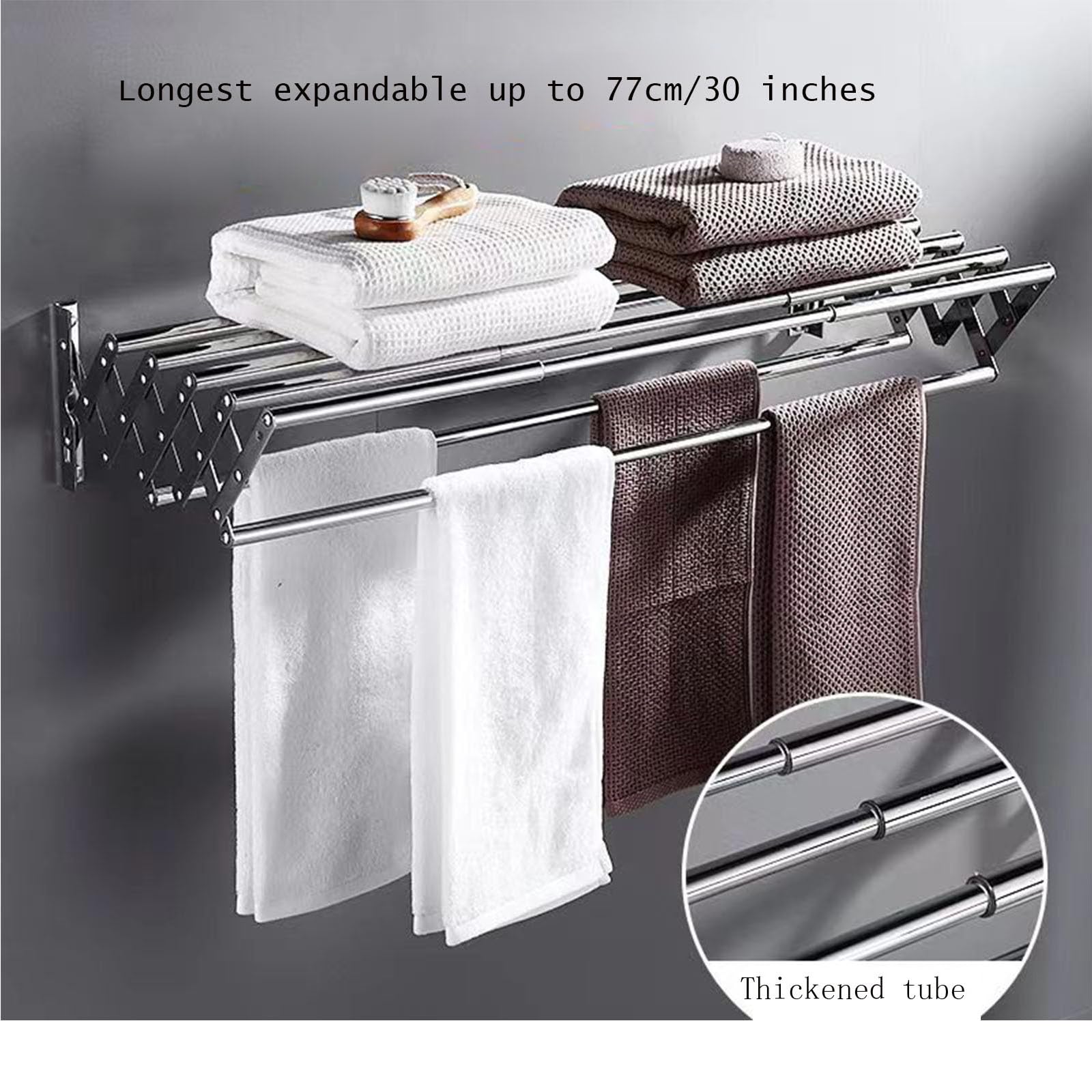 Stainless Steel Wall Mounted Folding Clothes Drying Rack - Retractable Space Saving Laundry Hanger for Small Apartments, Balcony & Bathroom - Perfect for Drying Clothes, Towels & Delicates