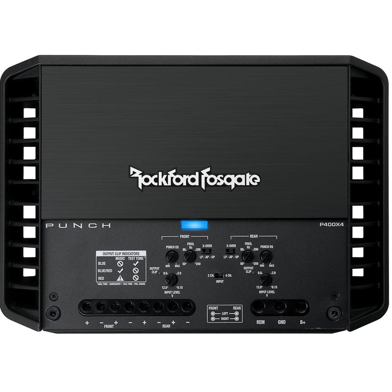 Rockford Fosgate P400X4 400W 4-Channel Car Amplifier - High Power Audio Amp for Car Stereo System, Home Theater & Marine Use