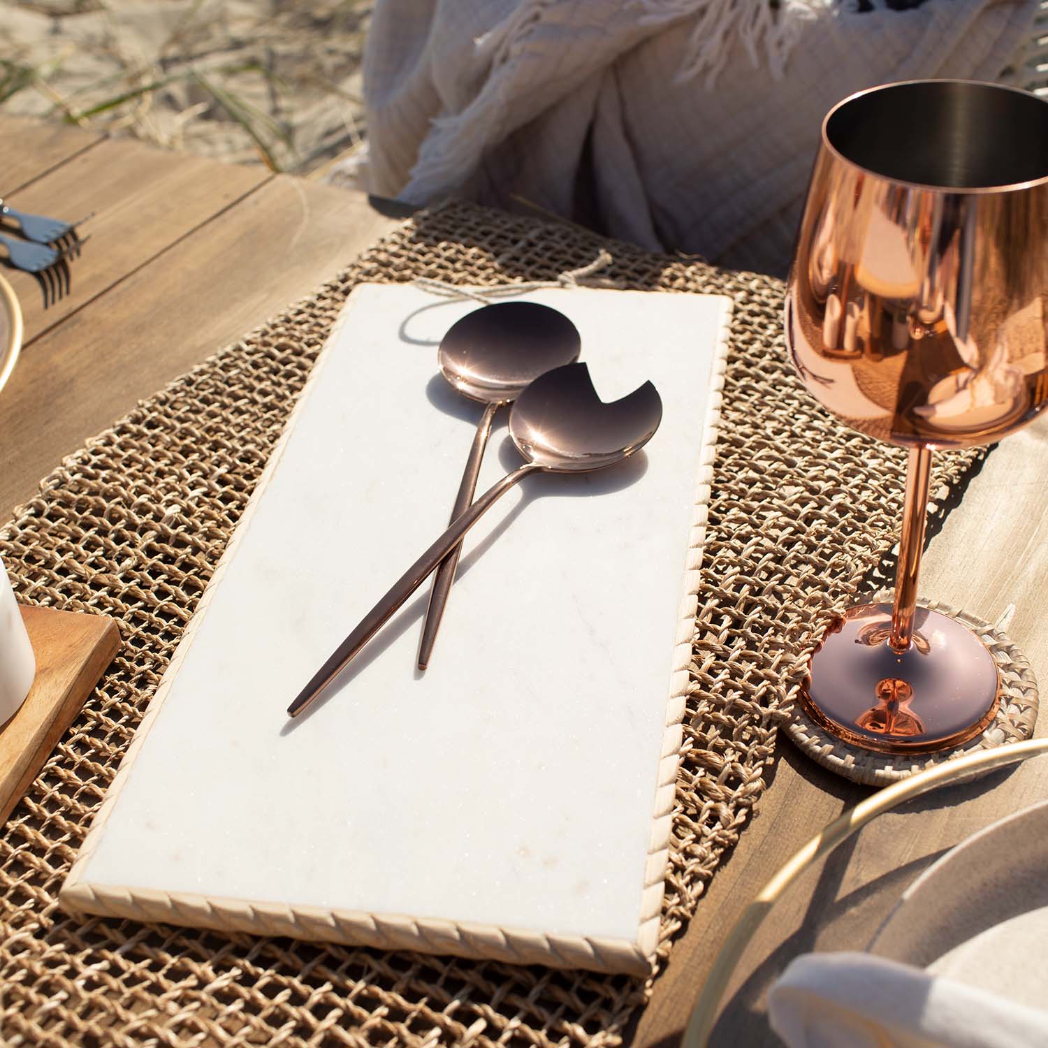 Elegant Gaze Copper Mirror 2-Piece Hostess Set - Perfect for Dining Table Decor, Wedding Gifts & Home Accessories
