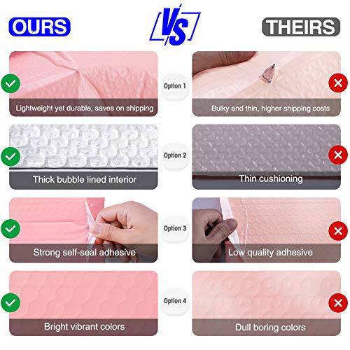 6x10 Bubble Mailer Padded Envelopes - Sakura Pink Color | Waterproof & Tear-Resistant Shipping Envelopes for Ecommerce, Small Packages, Jewelry, Crafts & Documents | Perfect for Online Sellers, Small Businesses & Home Shipping Needs
