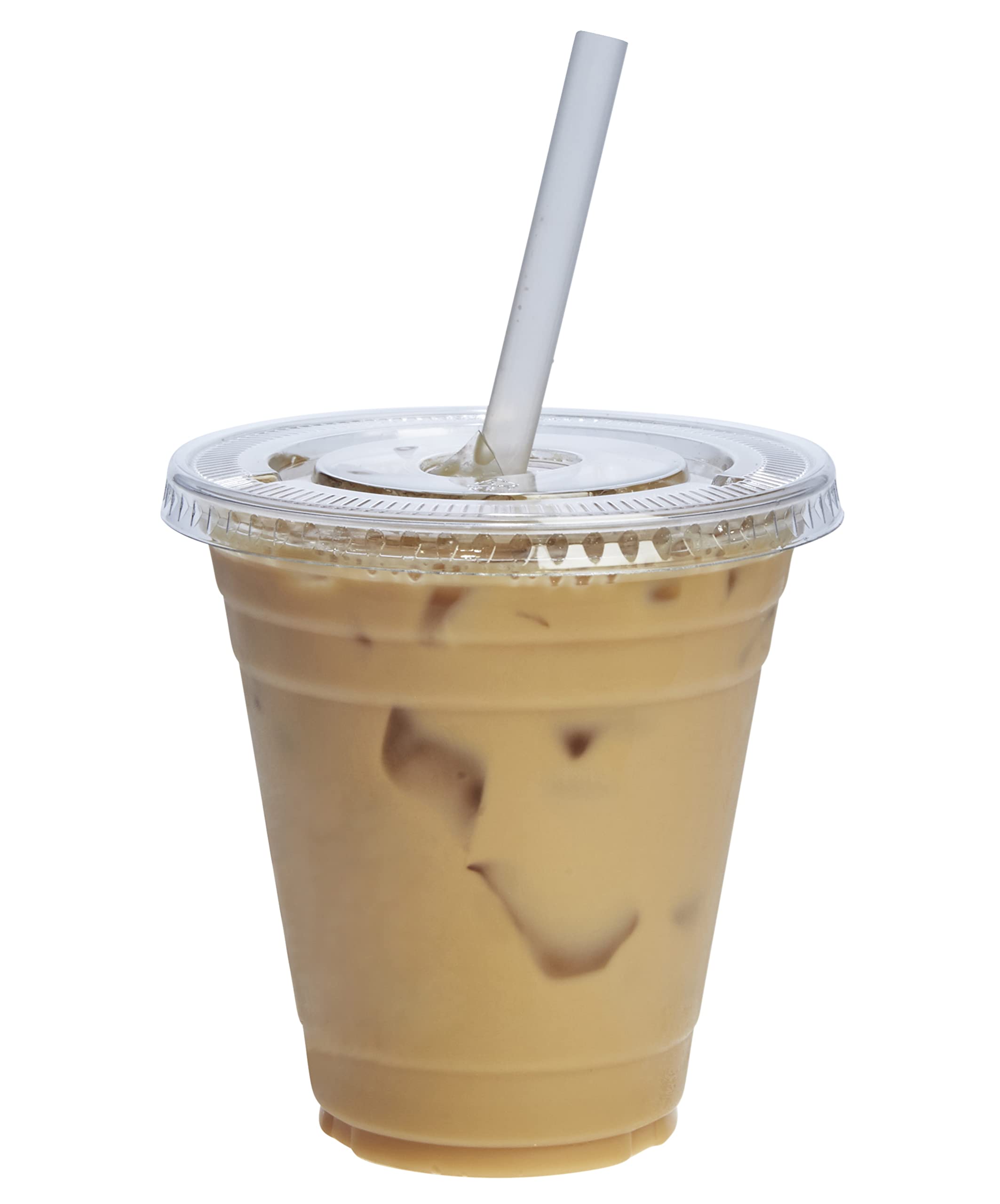 **GUSTO 100-Pack 12 oz Clear Plastic Cups with Flat Lids - Disposable Cold Drink Cups for Coffee, Smoothies, Iced Tea & Takeout - BPA-Free, Leak-Proof for Parties, Picnics & Office Use**