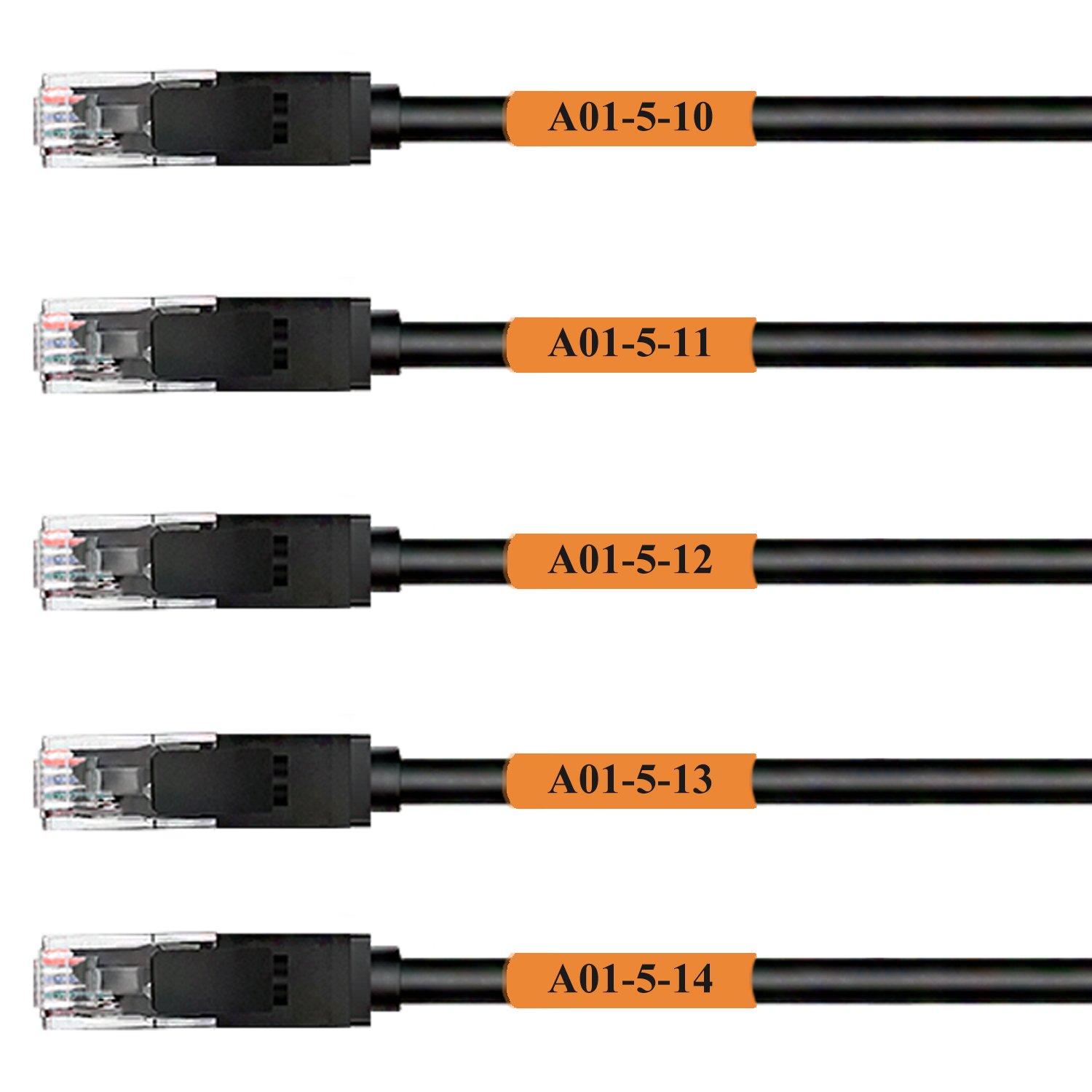 Mr-Label Self-Laminating Cable Labels for Wire Identification - 25 Sheets (800 Labels), Orange - Compatible with Laser Printers - Perfect for Office, Data Center & Home Network Organization