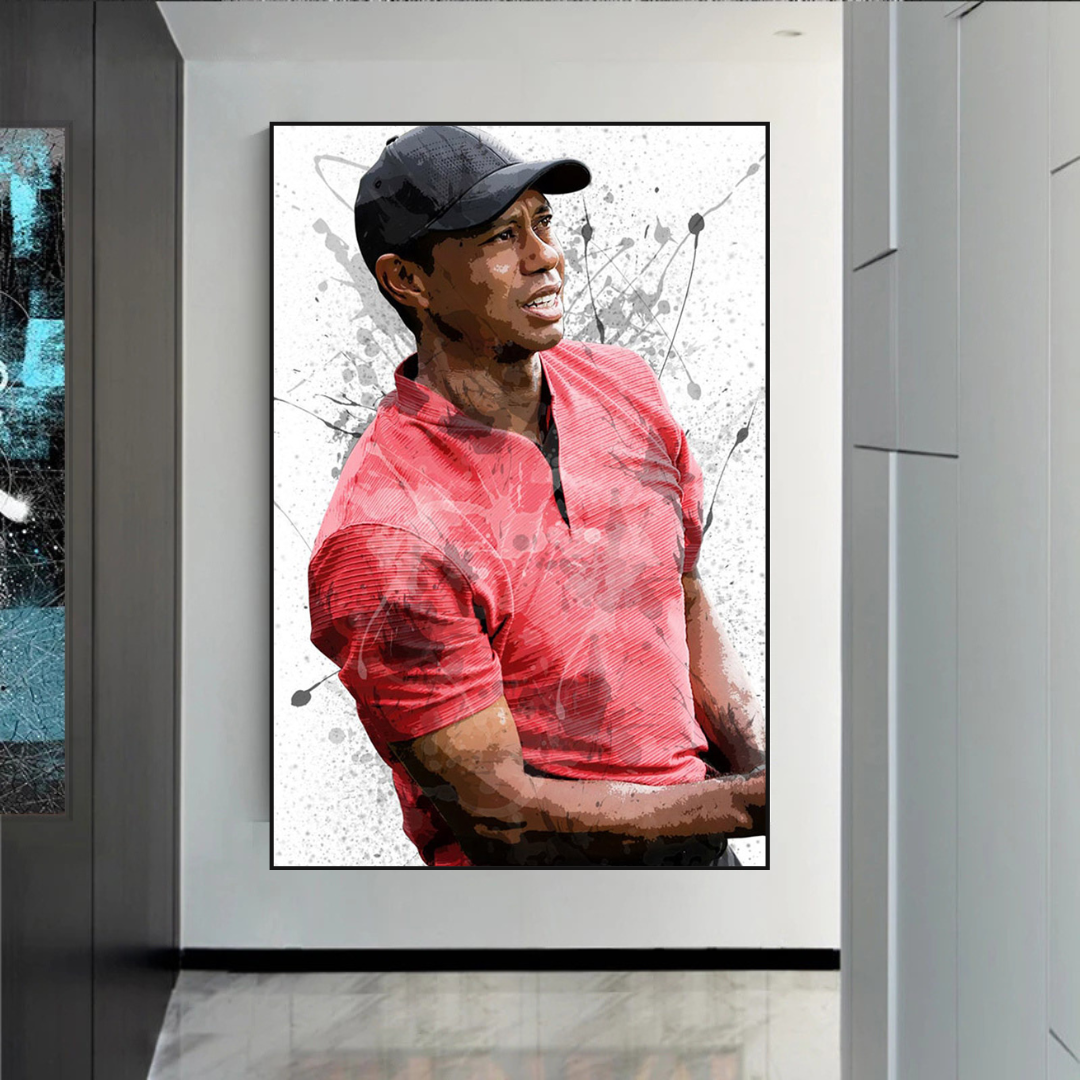 Tiger Woods Canvas Wall Art - Premium Sports Decor for Golf Fans - Perfect for Home, Office, or Man Cave Decorations