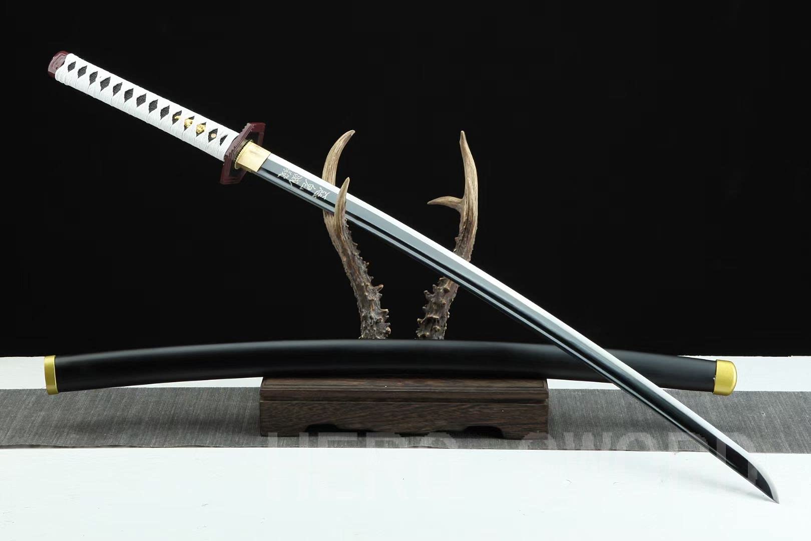 HERO SWORD Japanese Anime Katana - Hand Forged 1045 Carbon Steel Samurai Sword, Full Tang Handmade Sharp Blade - Demon Slayer Replica Sword for Cosplay, Martial Arts Training & Anime Collection